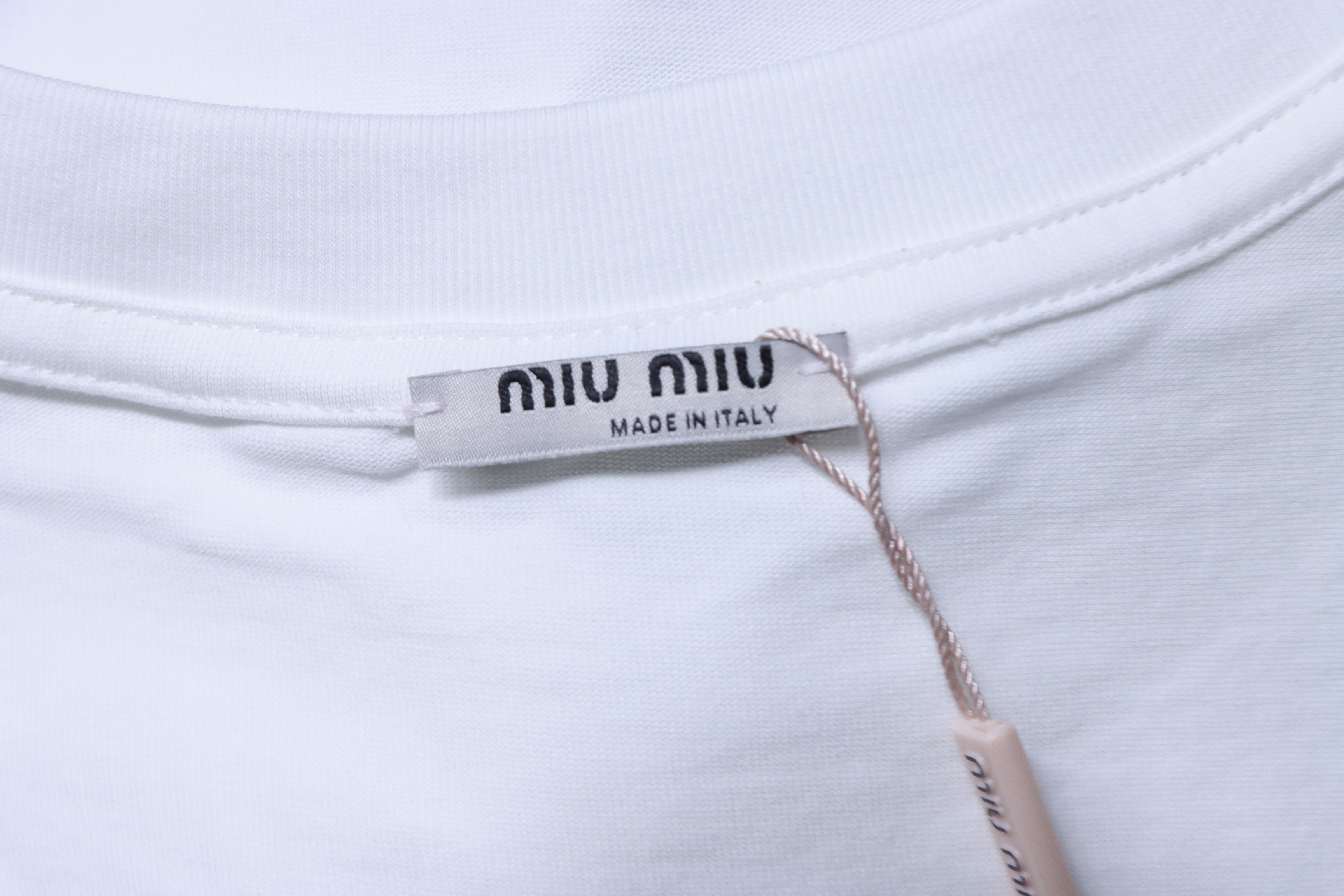 Miu Miu Classic Silicone Letter Print Short Sleeve T-Shirt Style 1