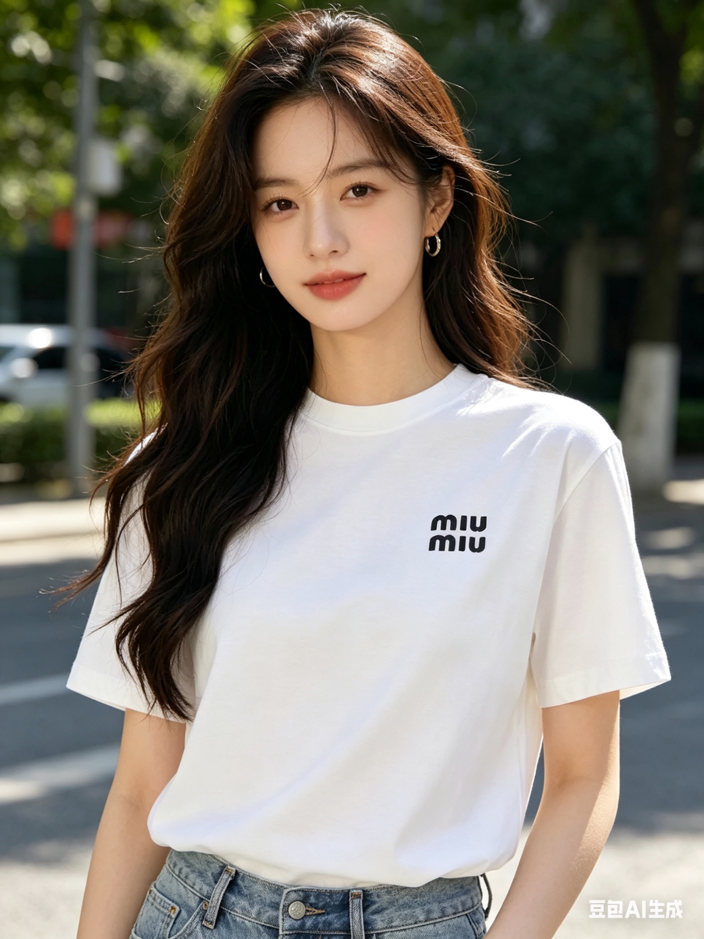 Miu Miu Classic Silicone Letter Print Short Sleeve T-Shirt Style 1