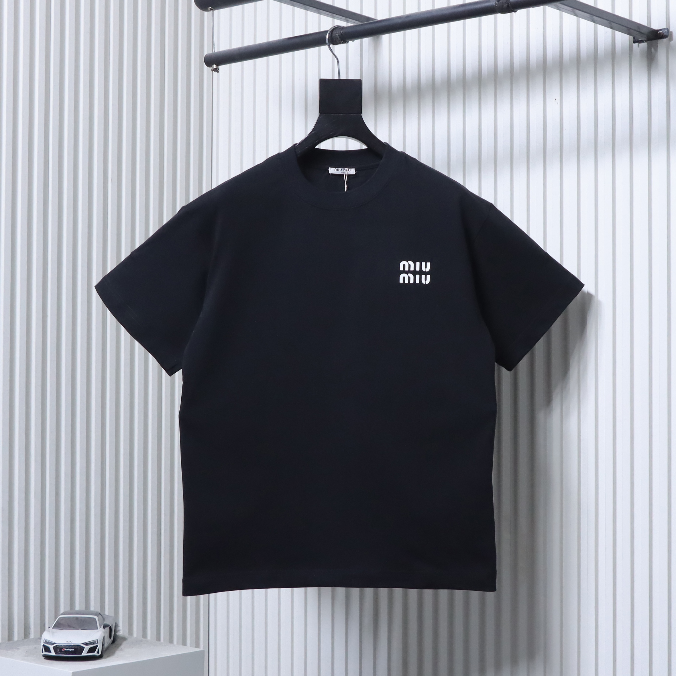 Miu Miu Classic Silicone Letter Print Short Sleeve T-Shirt Style 2