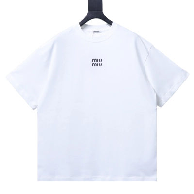 Miu Miu Classic Silicone Letter Short Sleeve T-Shirt Style 1 02