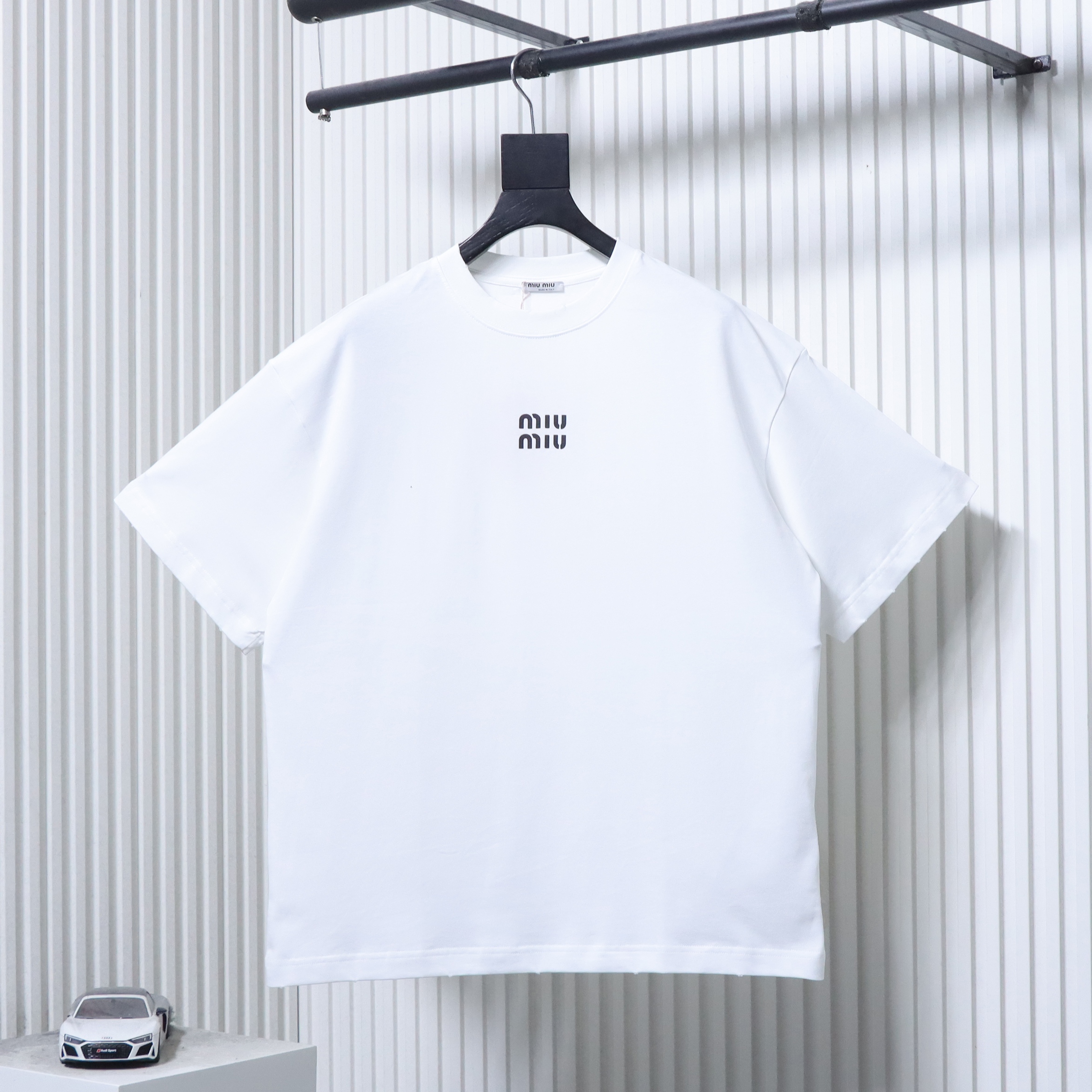 Miu Miu Classic Silicone Letter Short Sleeve T-Shirt Style 1