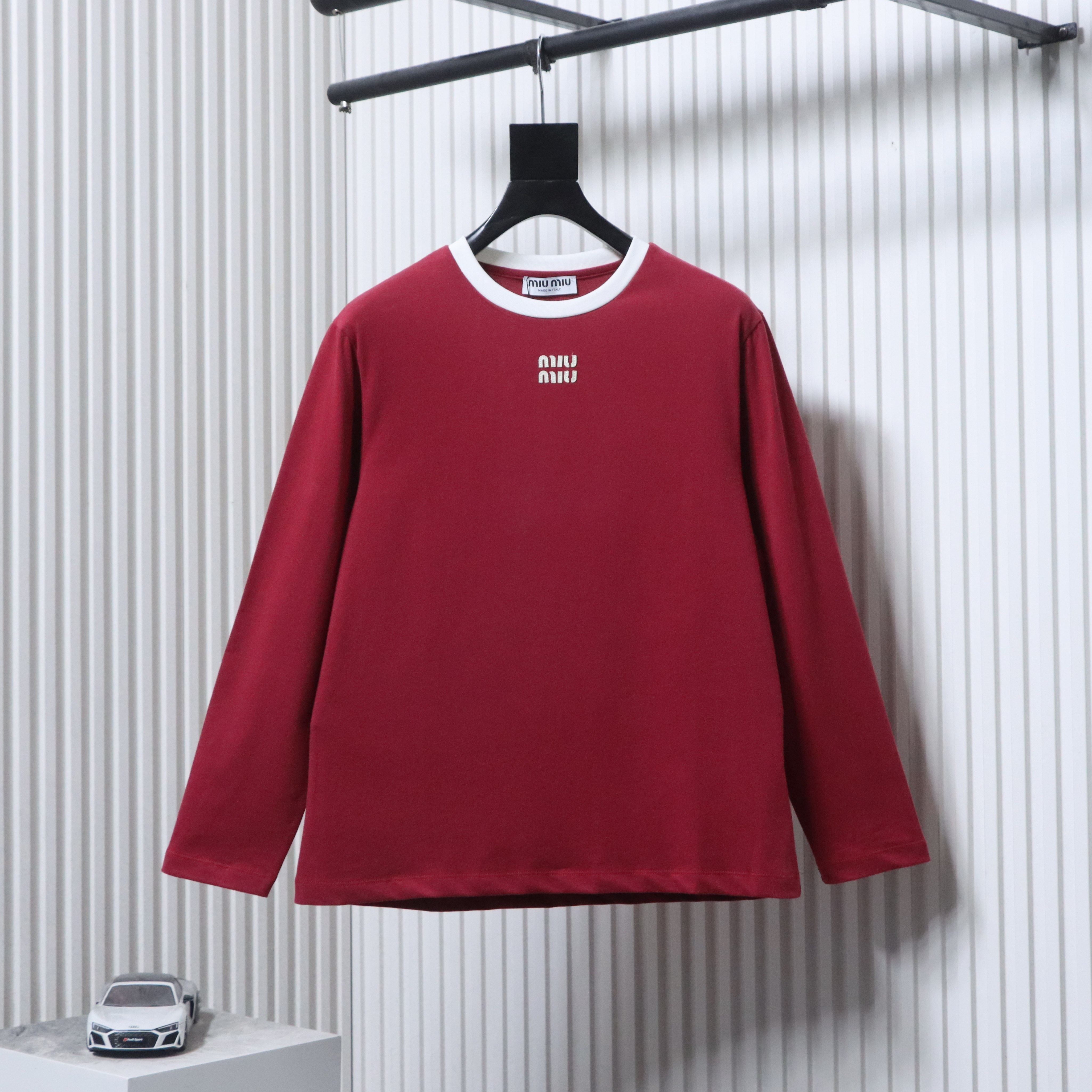 Miu Miu Contrast Panel Long Sleeve T-Shirt Style 1