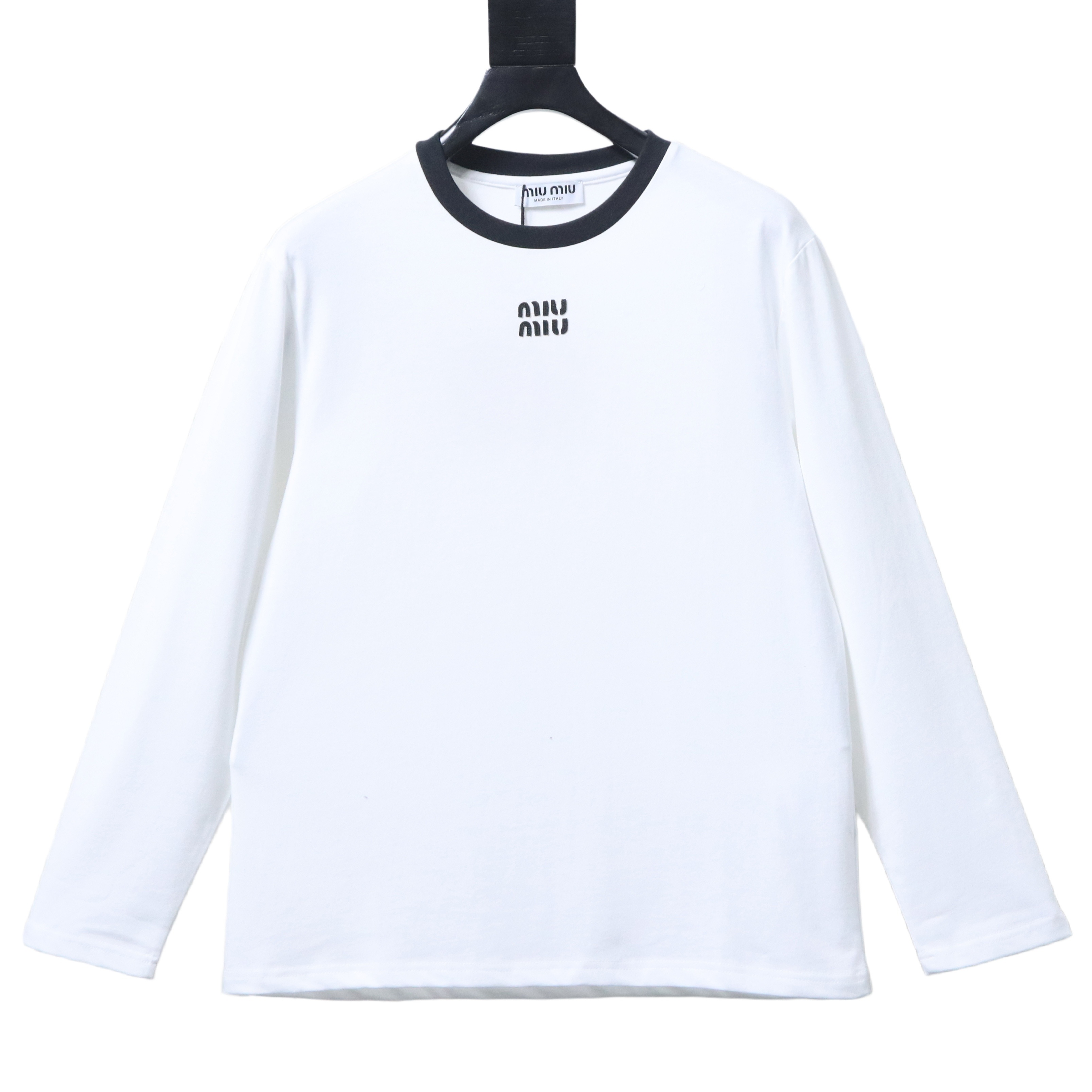 Miu Miu Contrast Panel Long Sleeve T-Shirt Style 2