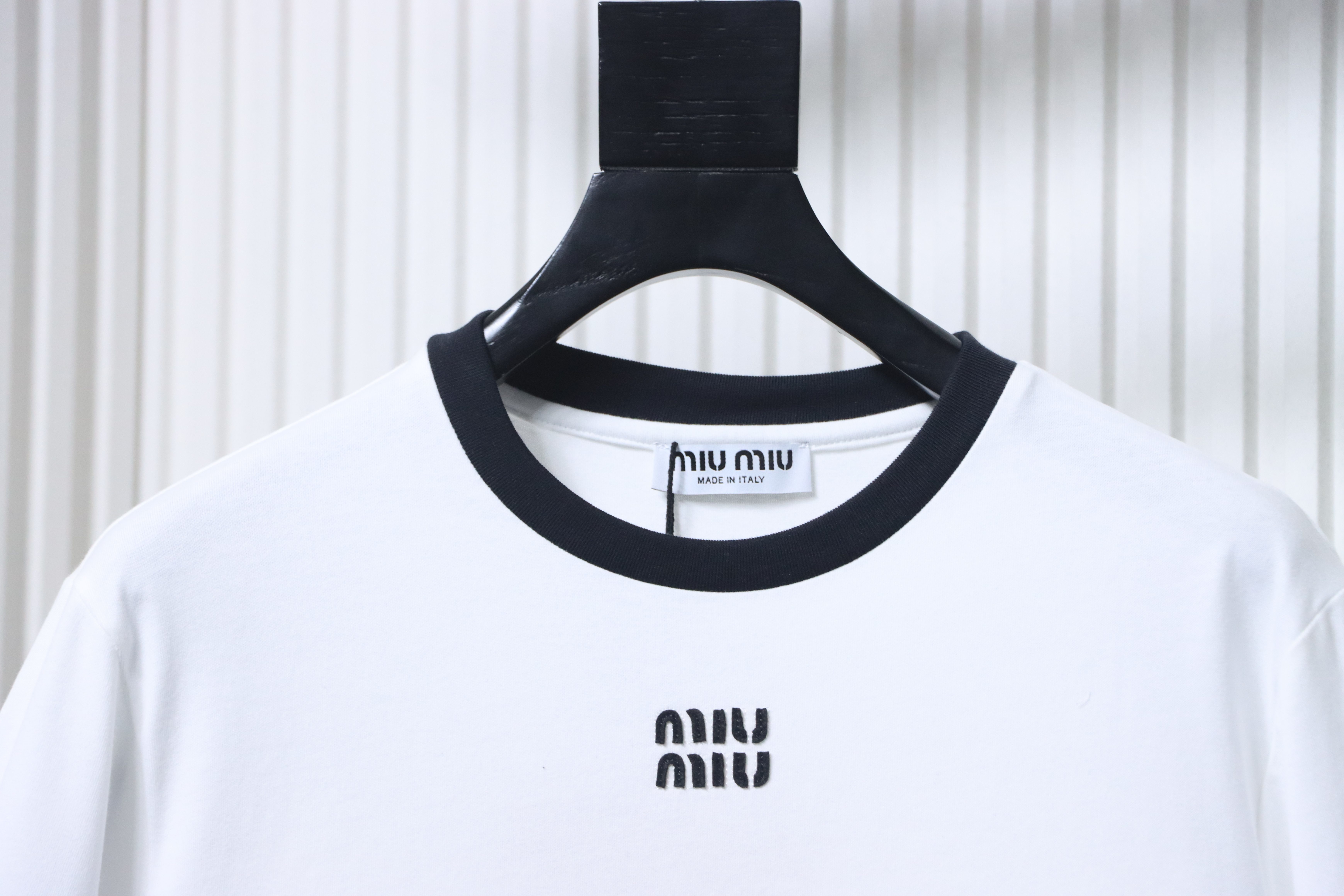 Miu Miu Contrast Panel Long Sleeve T-Shirt Style 2