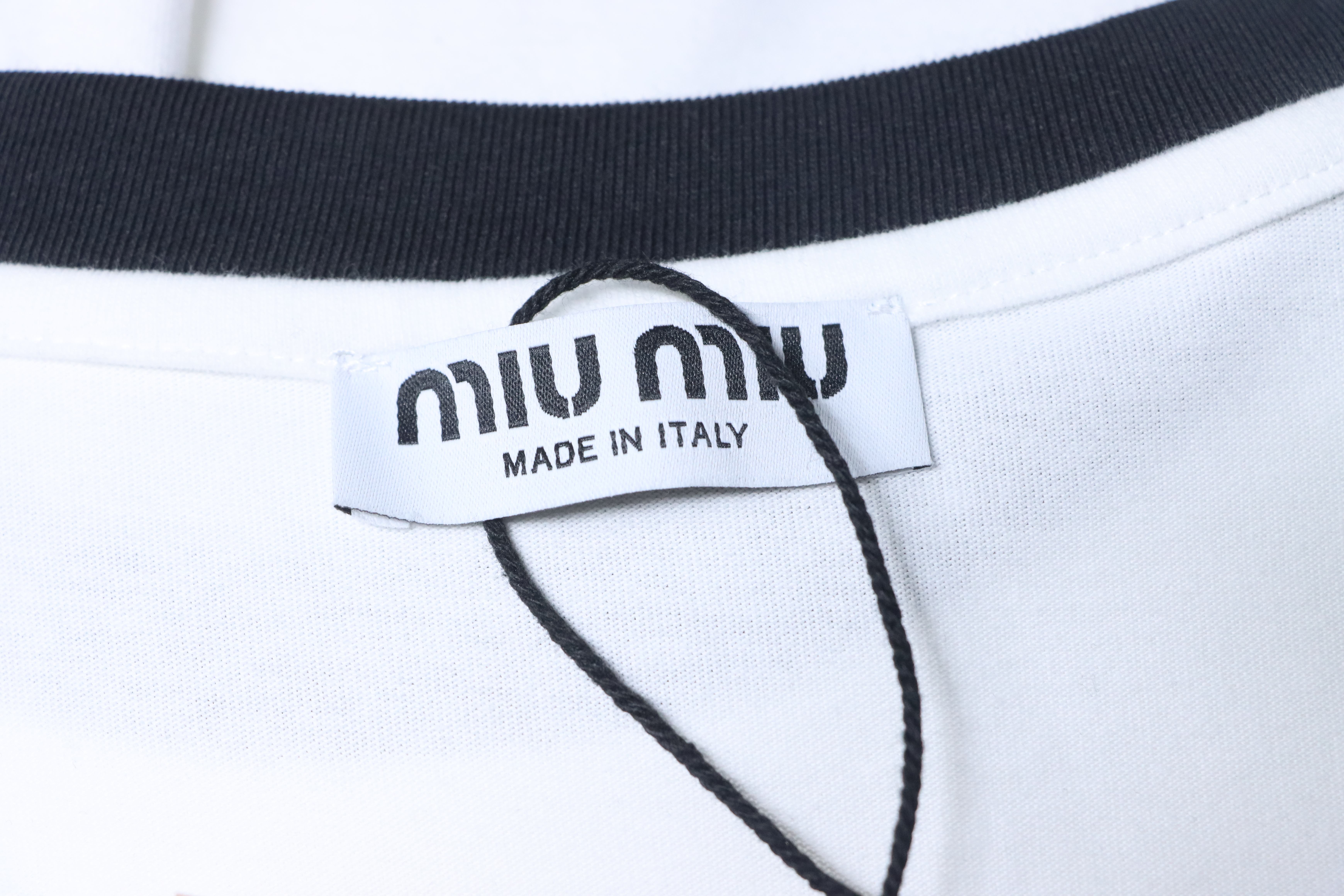 Miu Miu Contrast Panel Long Sleeve T-Shirt Style 2