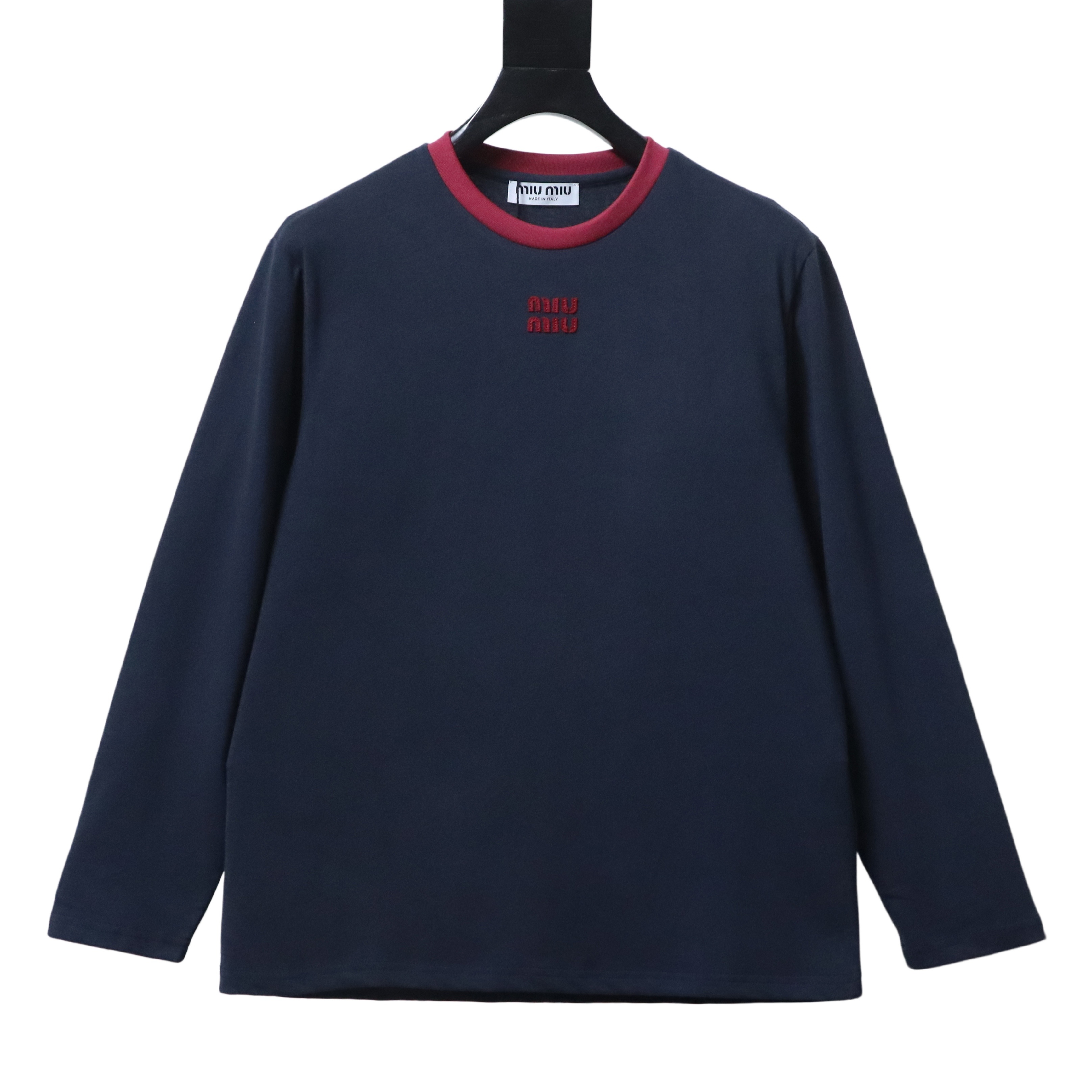 Miu Miu Contrast Panel Long Sleeve T-Shirt Style 3