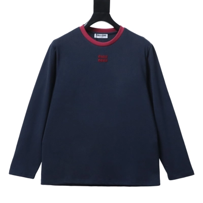 Miu Miu Contrast Panel Long Sleeve T-Shirt Style 3 02