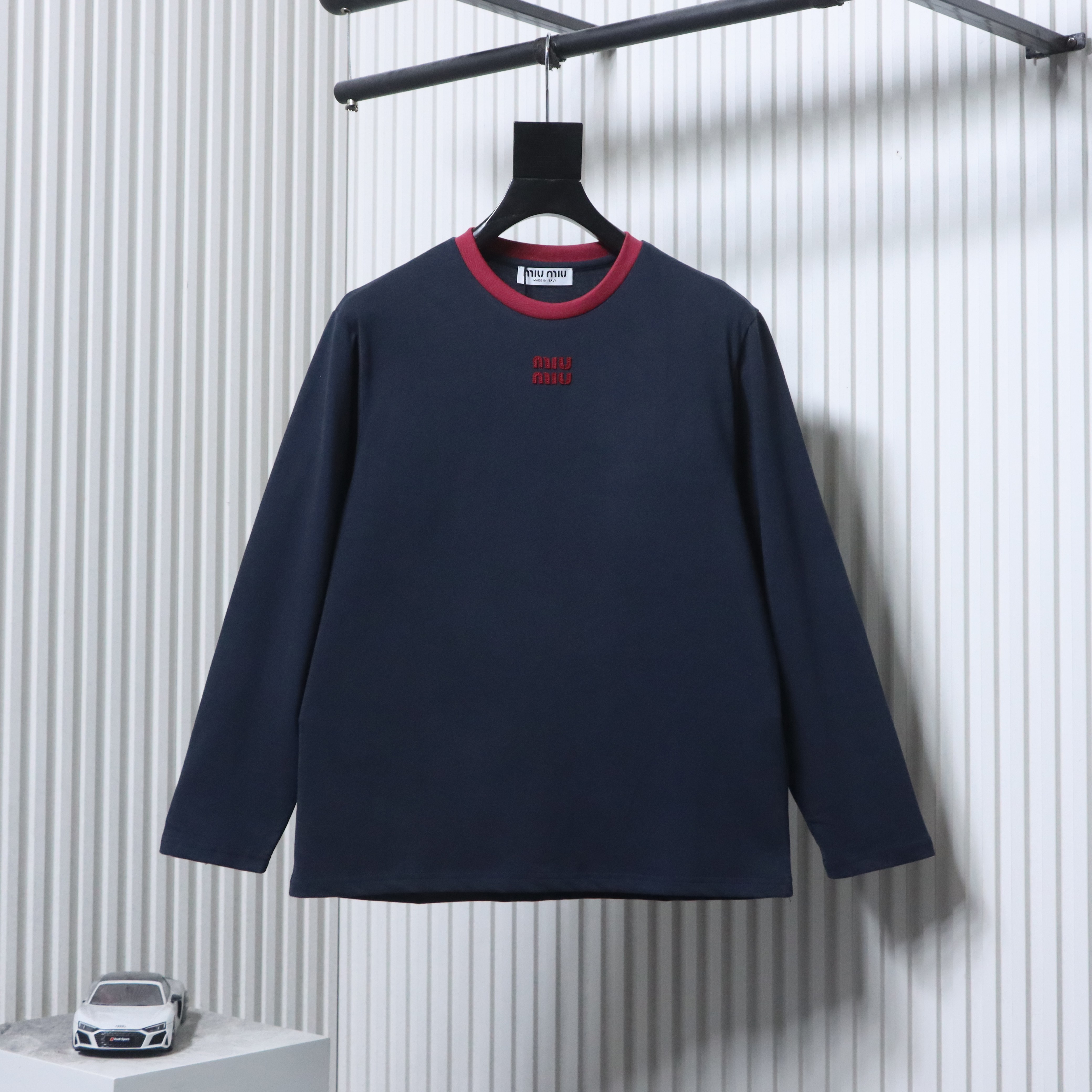 Miu Miu Contrast Panel Long Sleeve T-Shirt Style 3