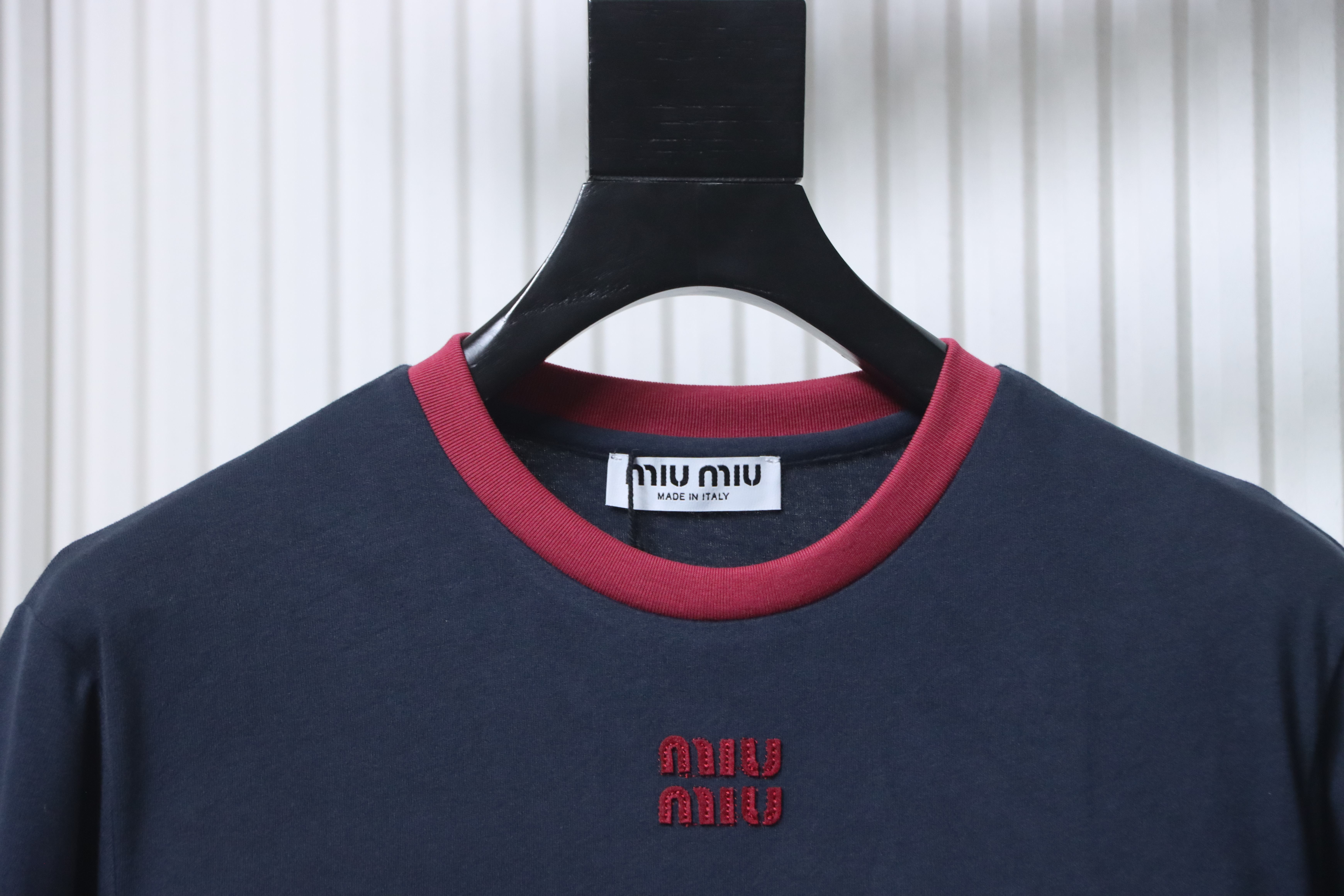 Miu Miu Contrast Panel Long Sleeve T-Shirt Style 3