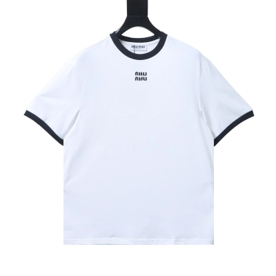 Miu Miu Contrast Panel Short Sleeve T-Shirt Style 1 02