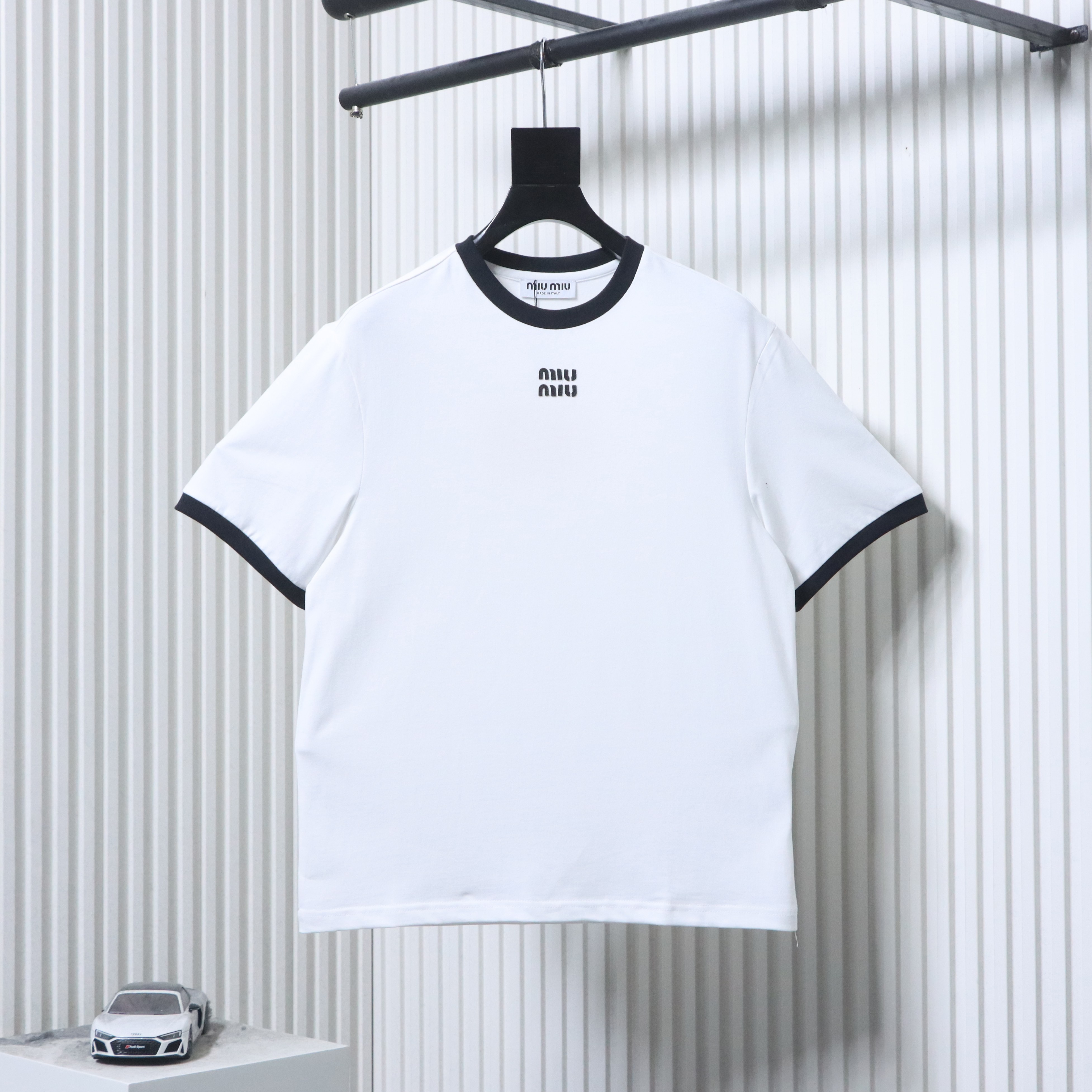 Miu Miu Contrast Panel Short Sleeve T-Shirt Style 1