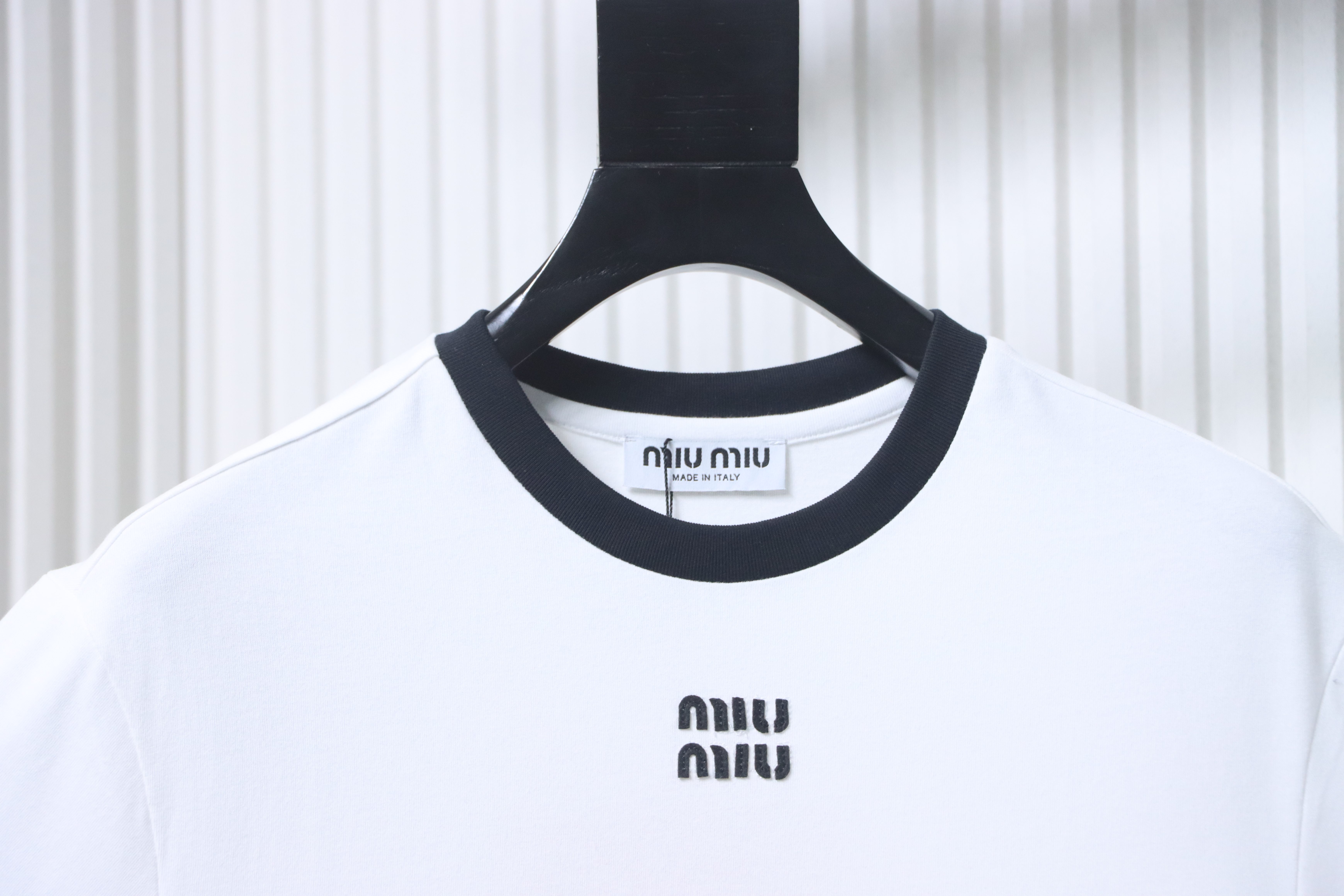 Miu Miu Contrast Panel Short Sleeve T-Shirt Style 1