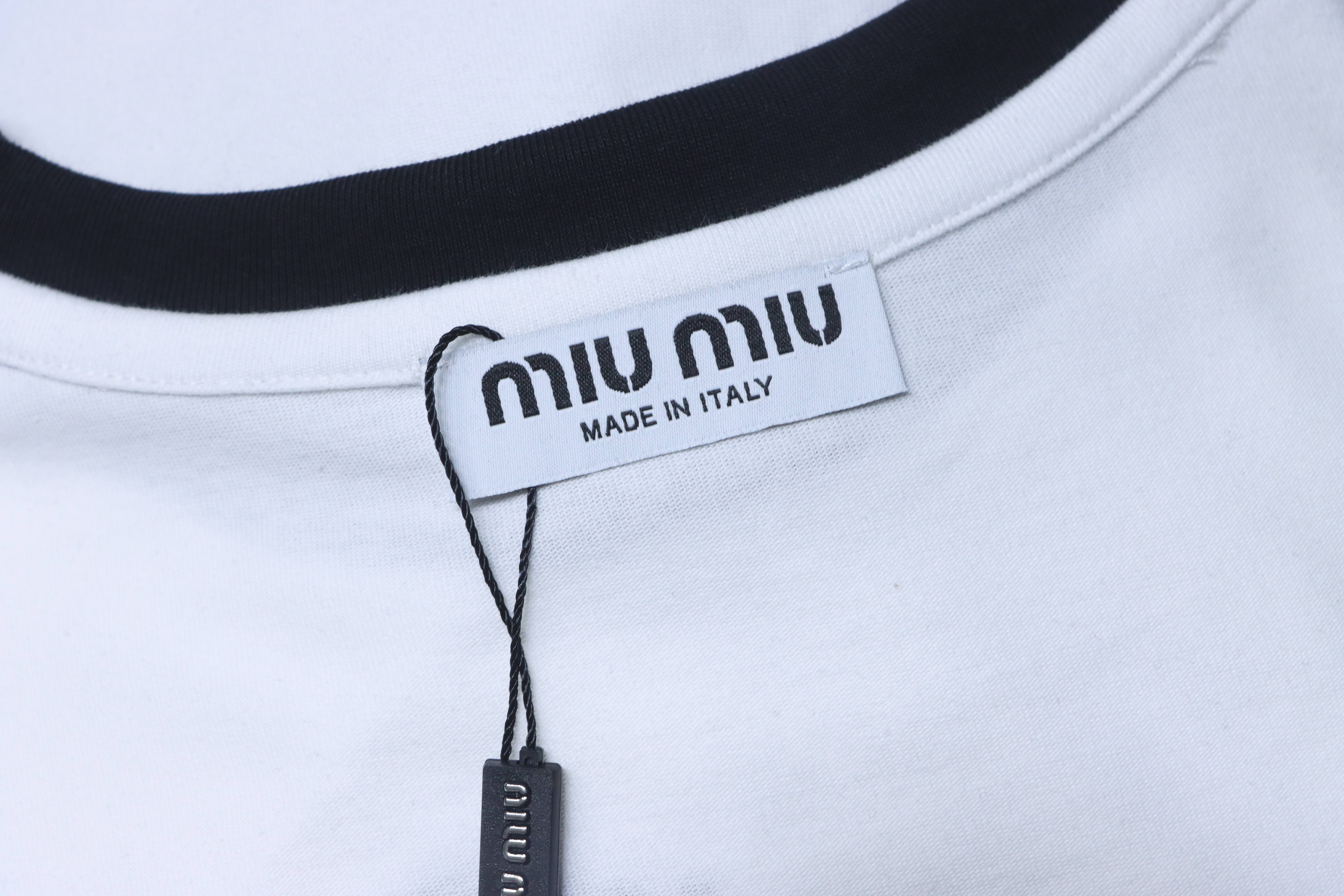 Miu Miu Contrast Panel Short Sleeve T-Shirt Style 1
