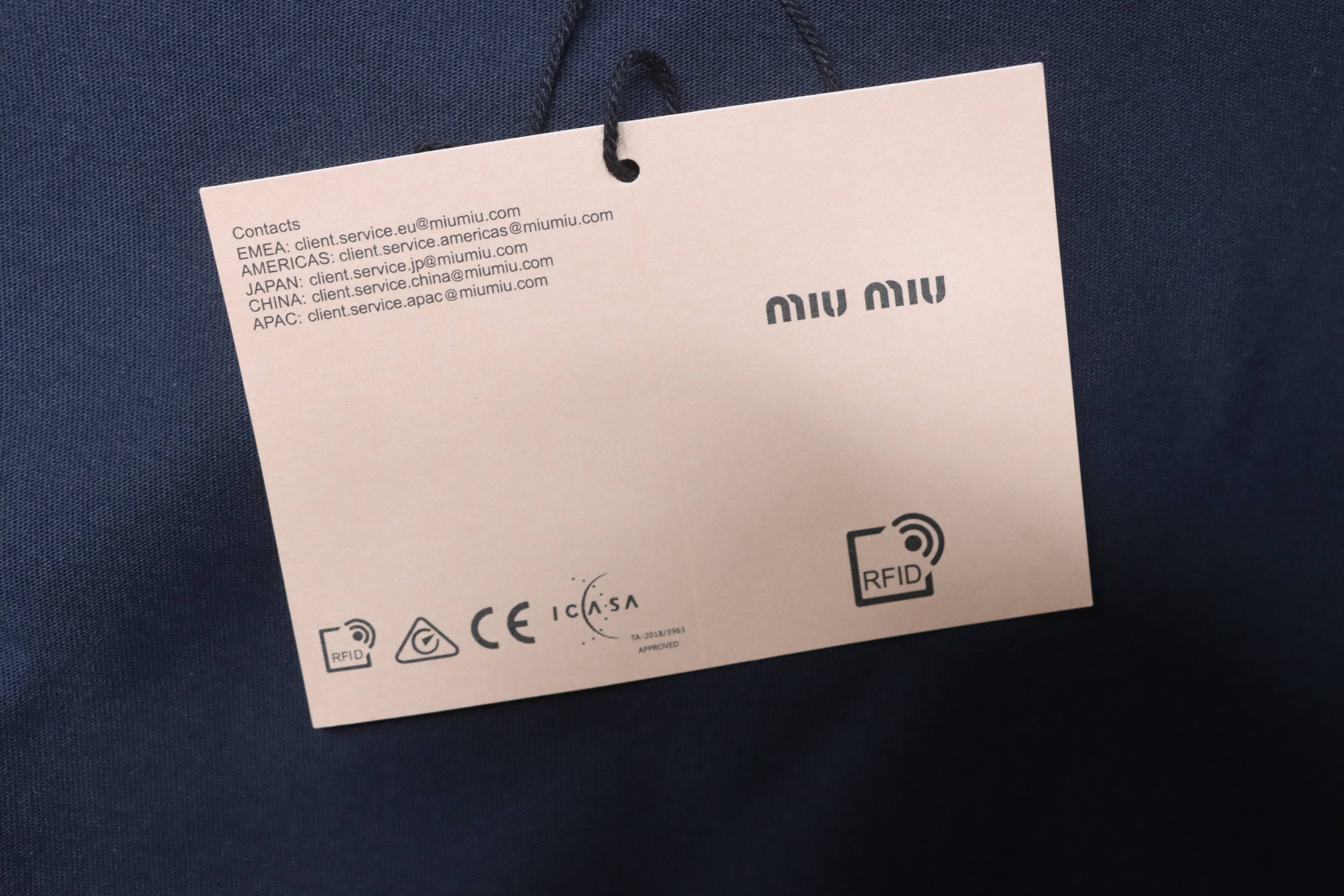 Miu Miu Contrast Panel Short Sleeve T-Shirt Style 2