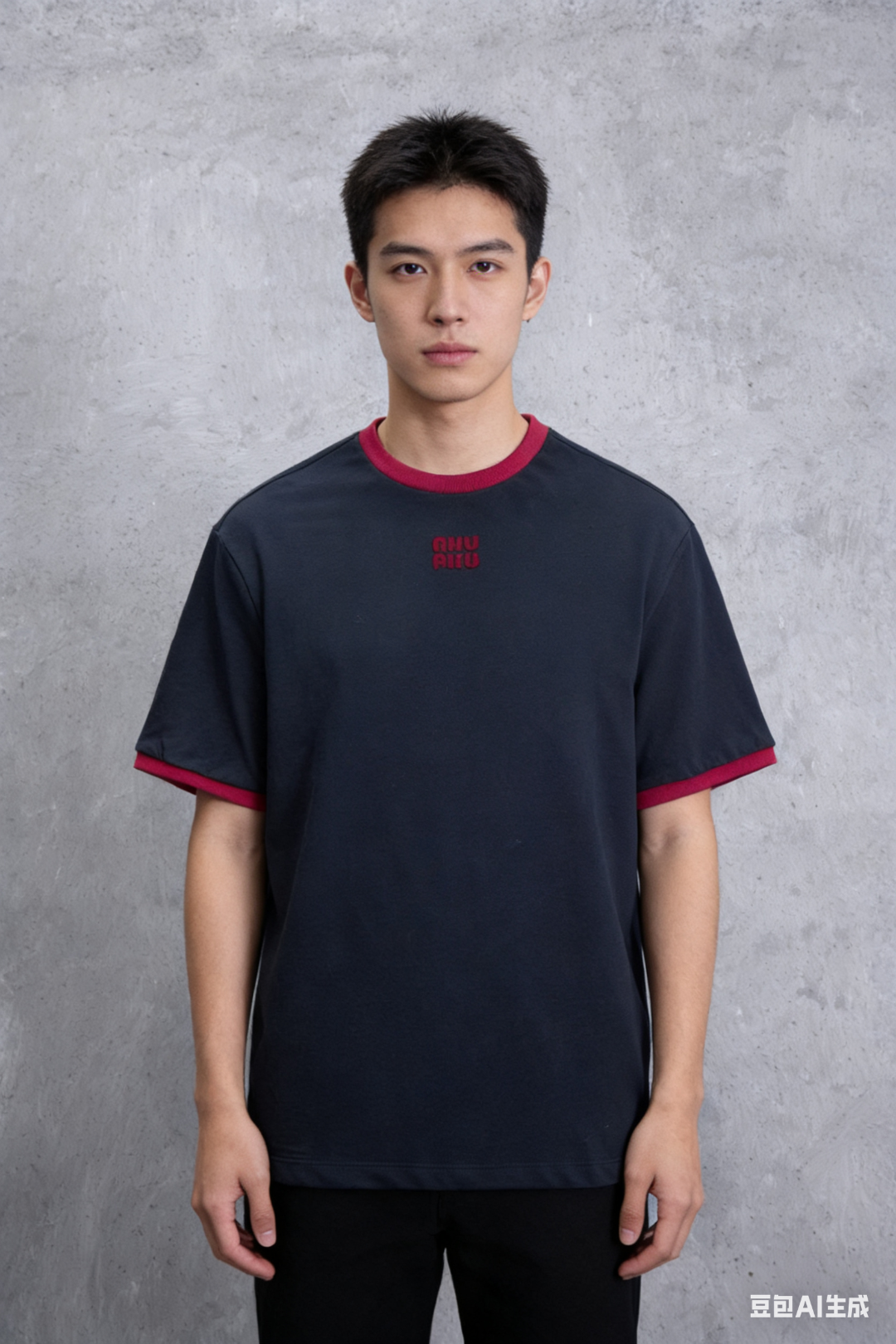 Miu Miu Contrast Panel Short Sleeve T-Shirt Style 2