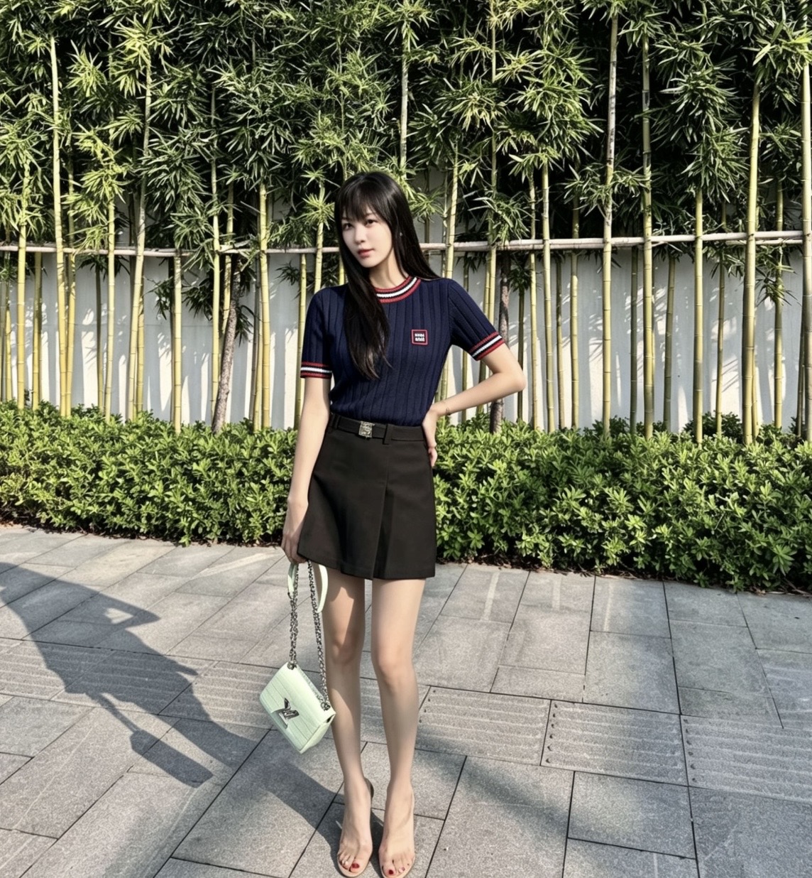 Miu Miu Logo College Style Short Sleeve Knit Top Style 1