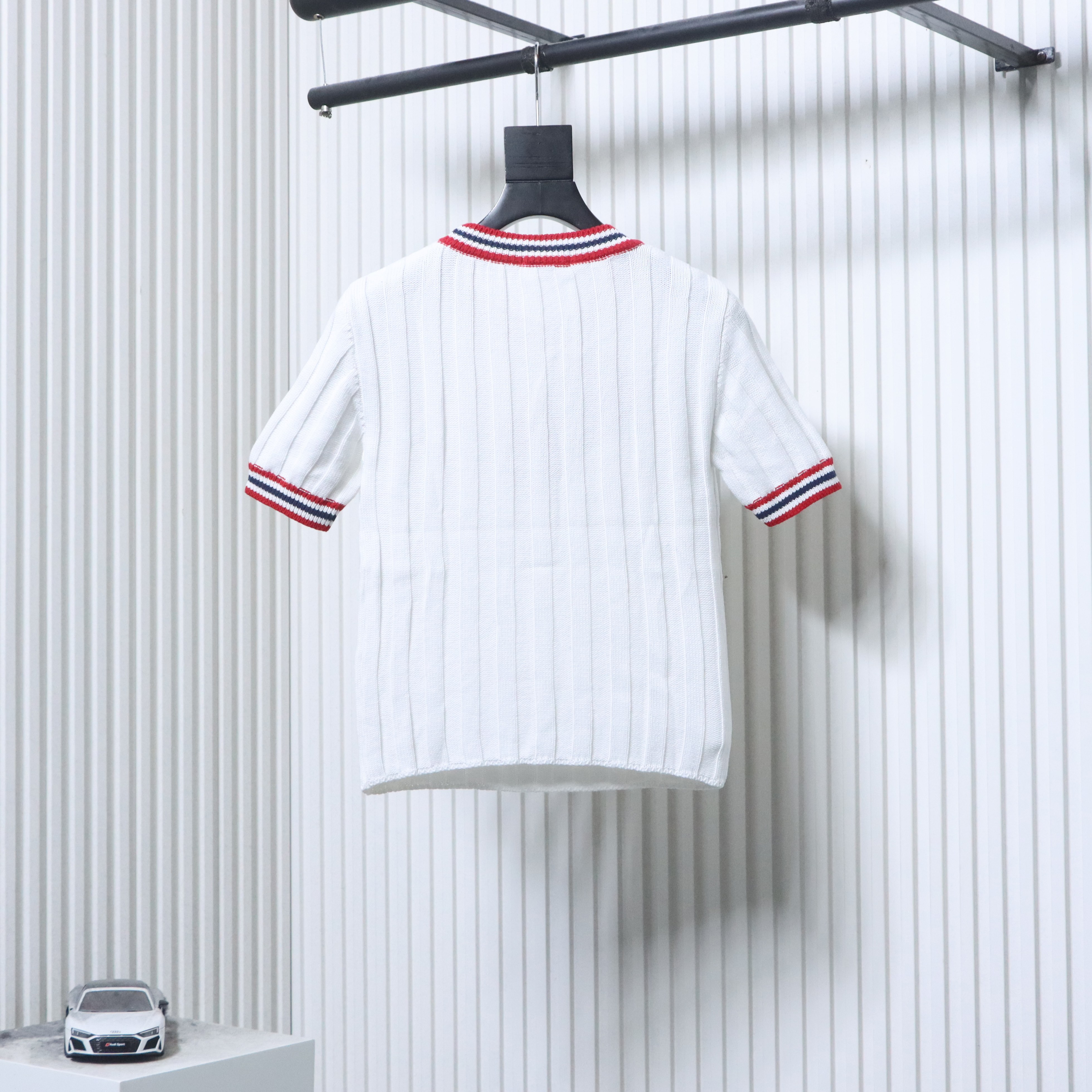 Miu Miu Logo College Style Short Sleeve Knit Top Style 2