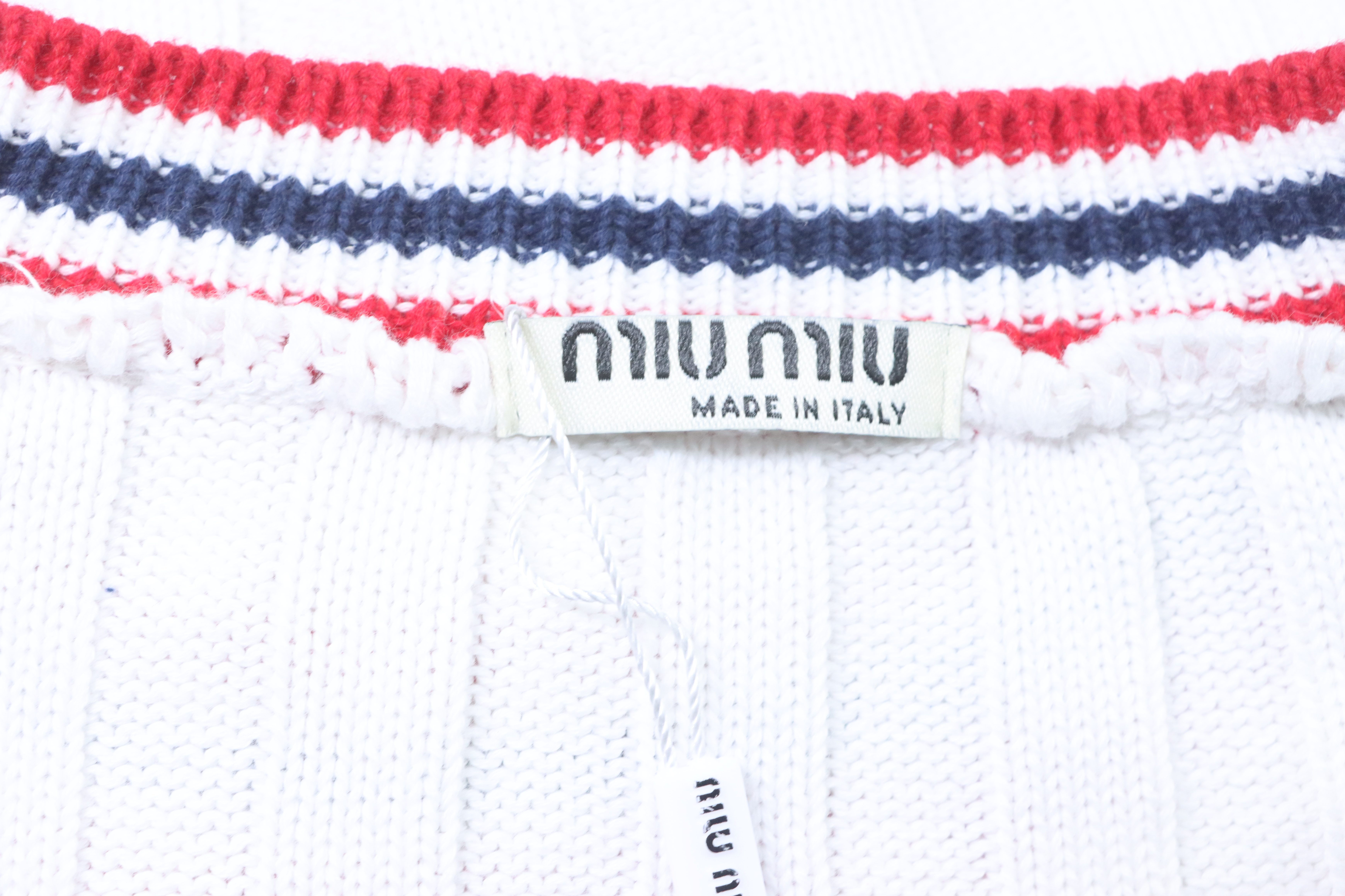 Miu Miu Logo College Style Short Sleeve Knit Top Style 2