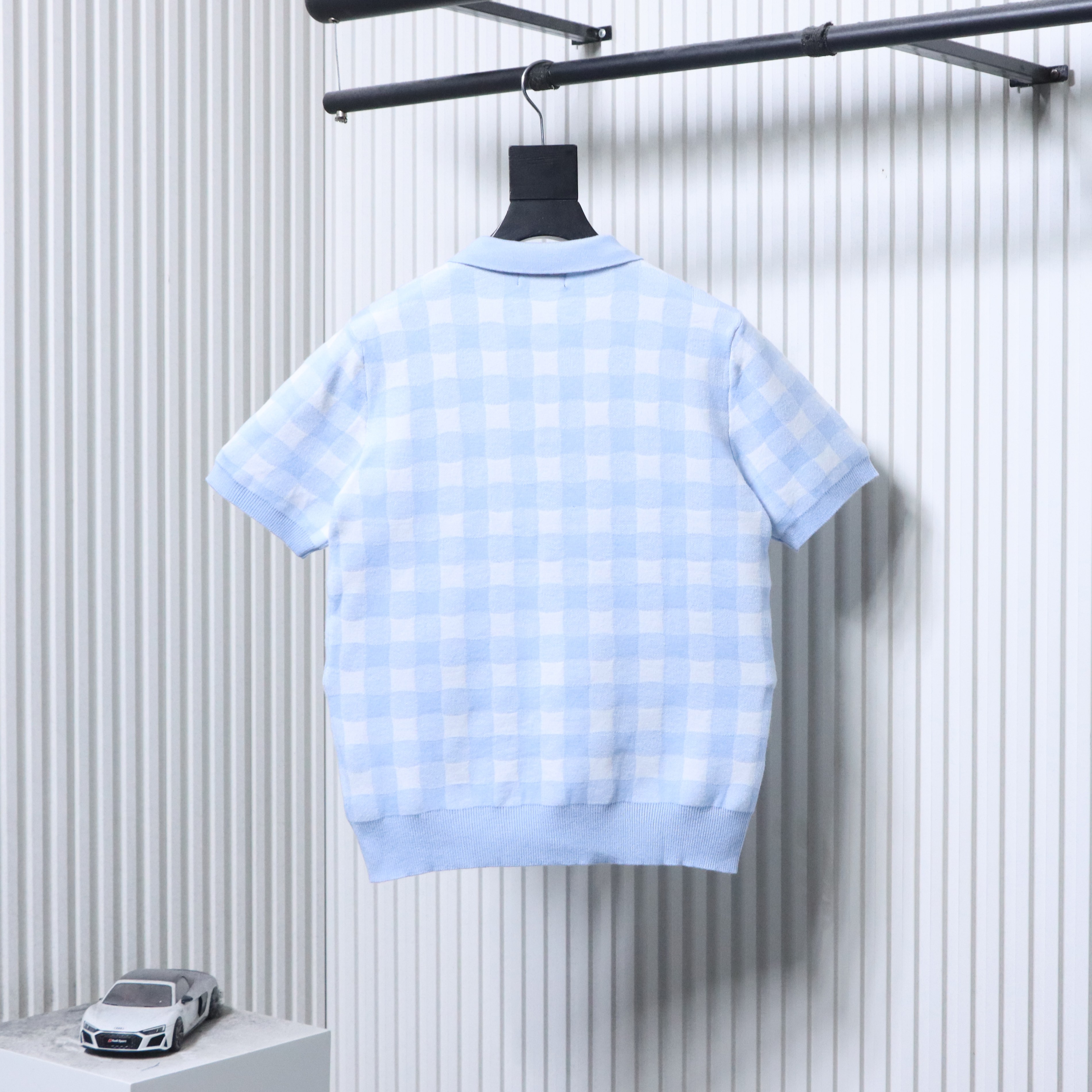Ralph Lauren Check Jacquard Knit Short Sleeve Polo Shirt Women Style 2