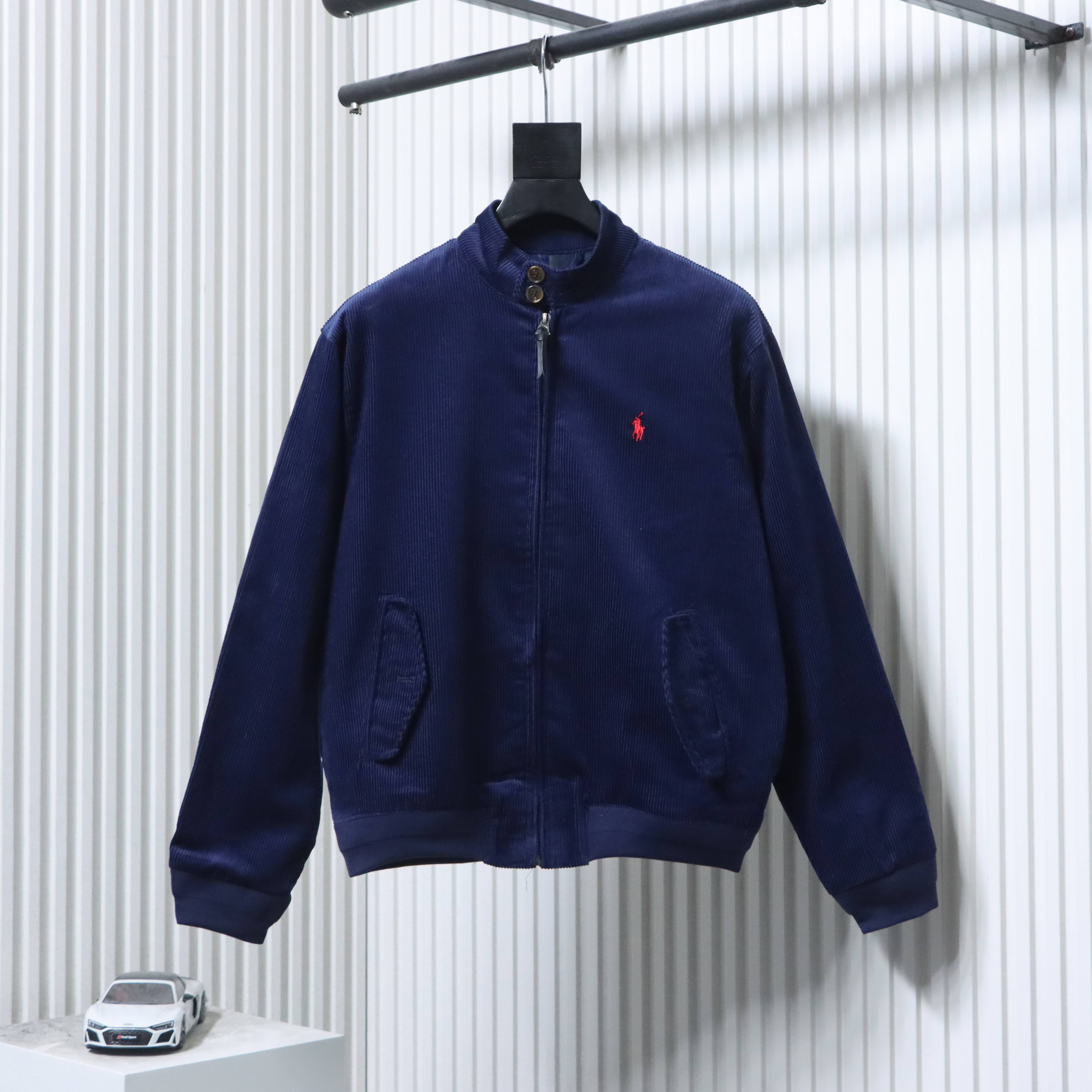Ralph Lauren FW22 Solid Color Logo Embroidery Corduroy Jacket Style 1