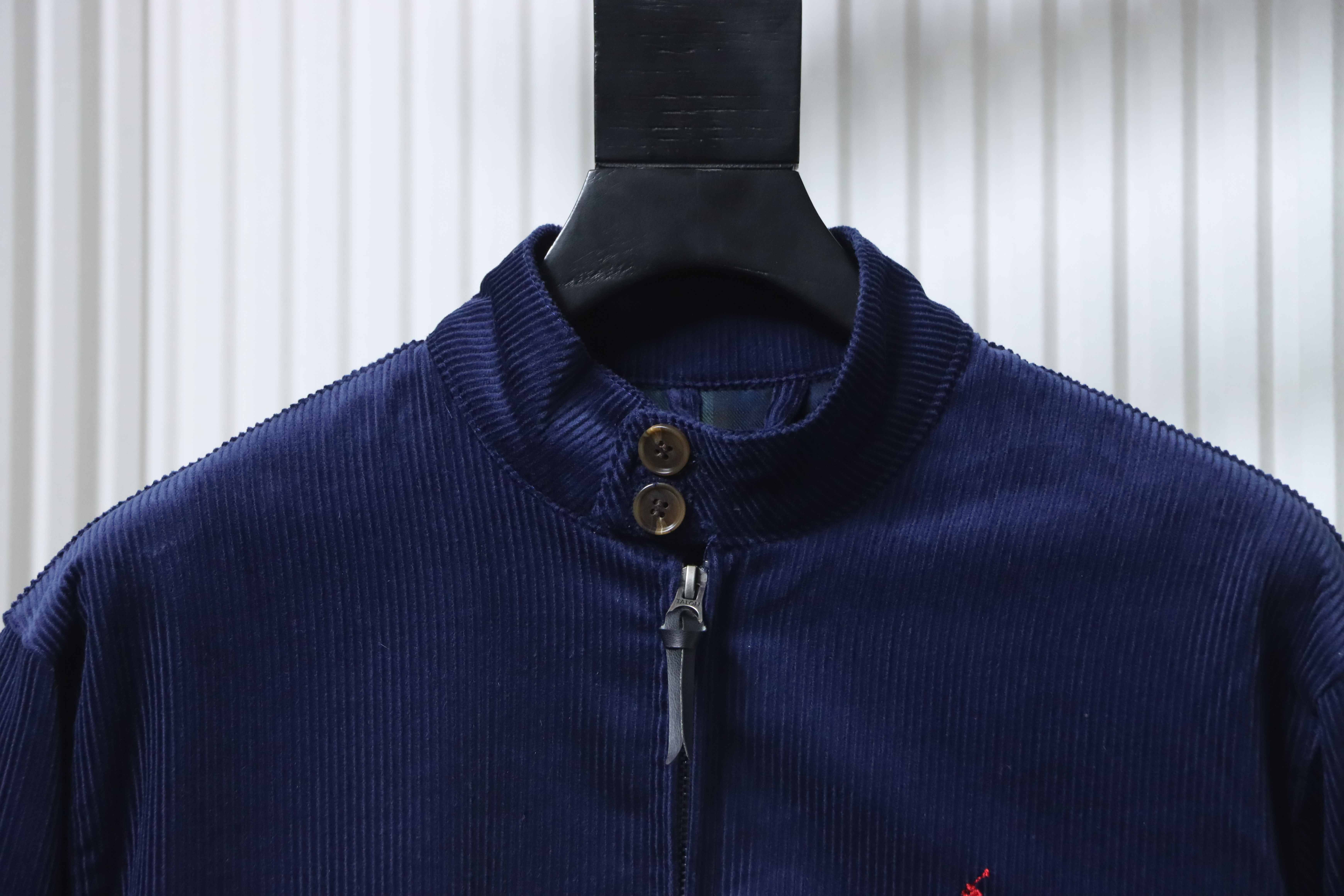 Ralph Lauren FW22 Solid Color Logo Embroidery Corduroy Jacket Style 1