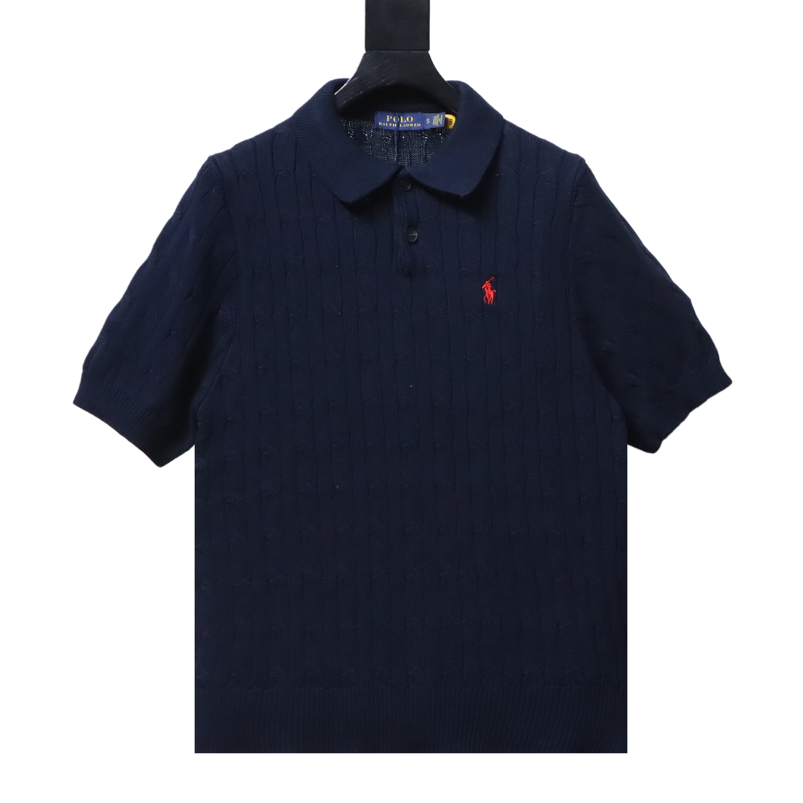 Ralph Lauren Horse Logo Cable Knit Knit Short Sleeve Polo Shirt Style 1