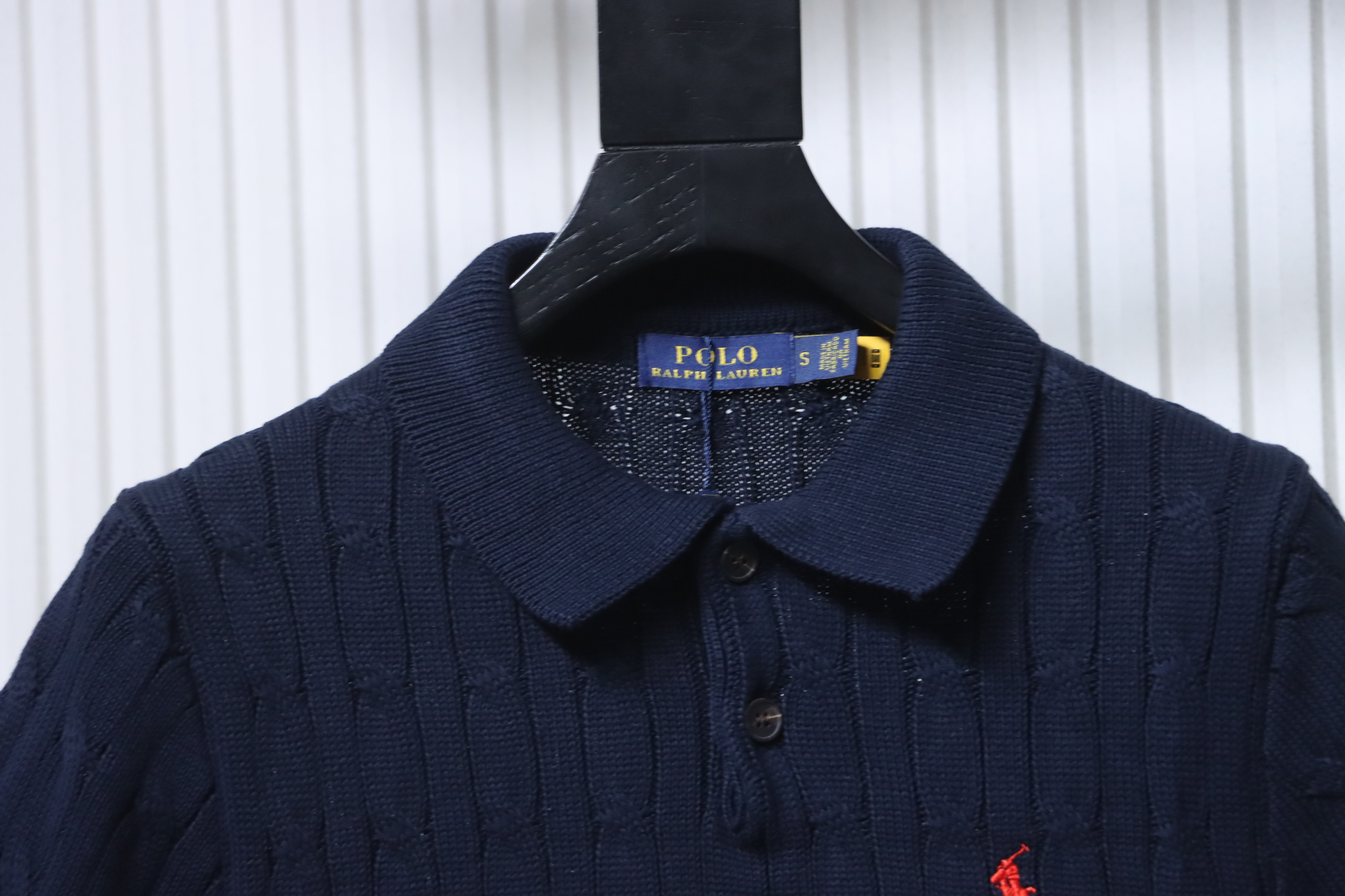 Ralph Lauren Horse Logo Cable Knit Knit Short Sleeve Polo Shirt Style 1