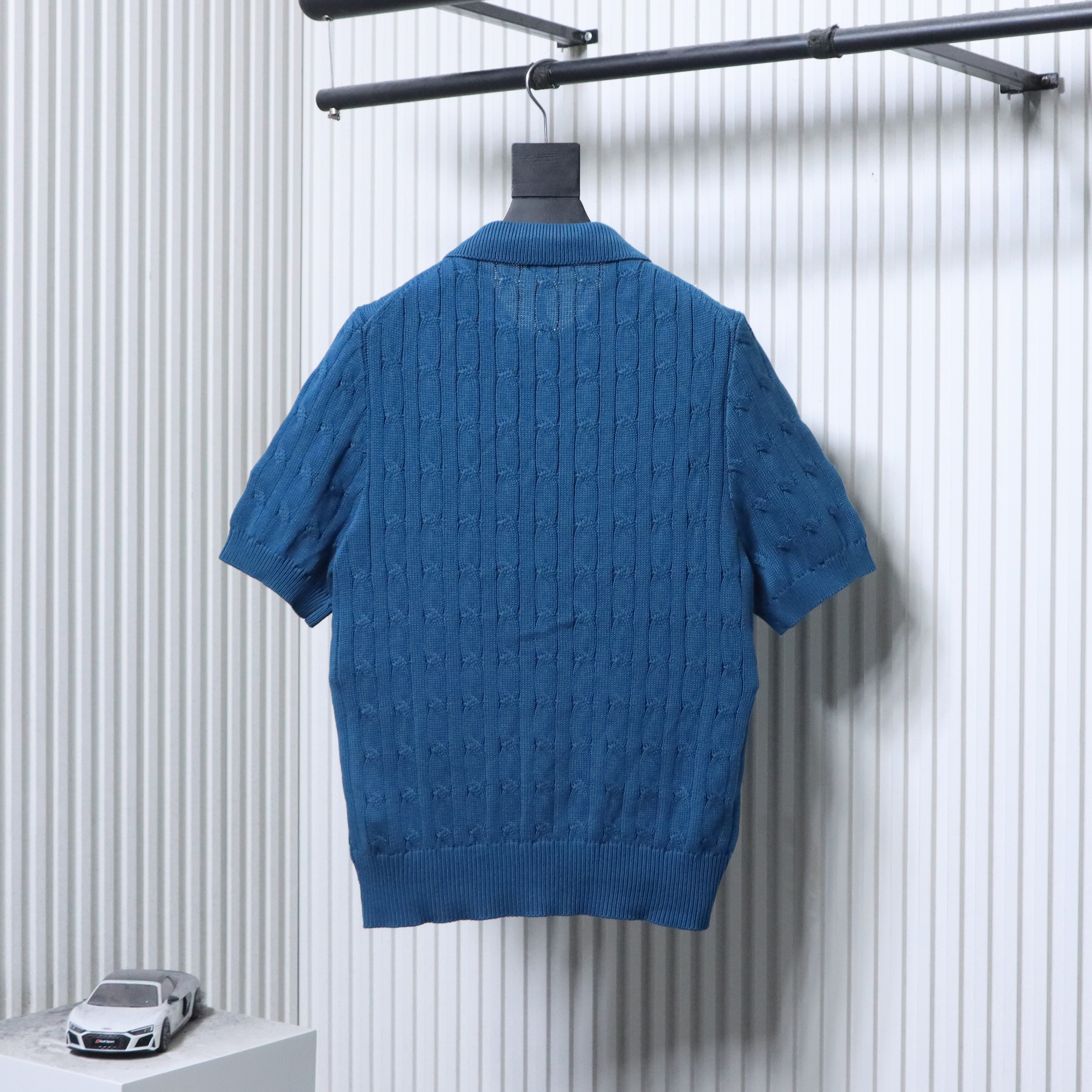 Ralph Lauren Horse Logo Cable Knit Knit Short Sleeve Polo Shirt Style 2