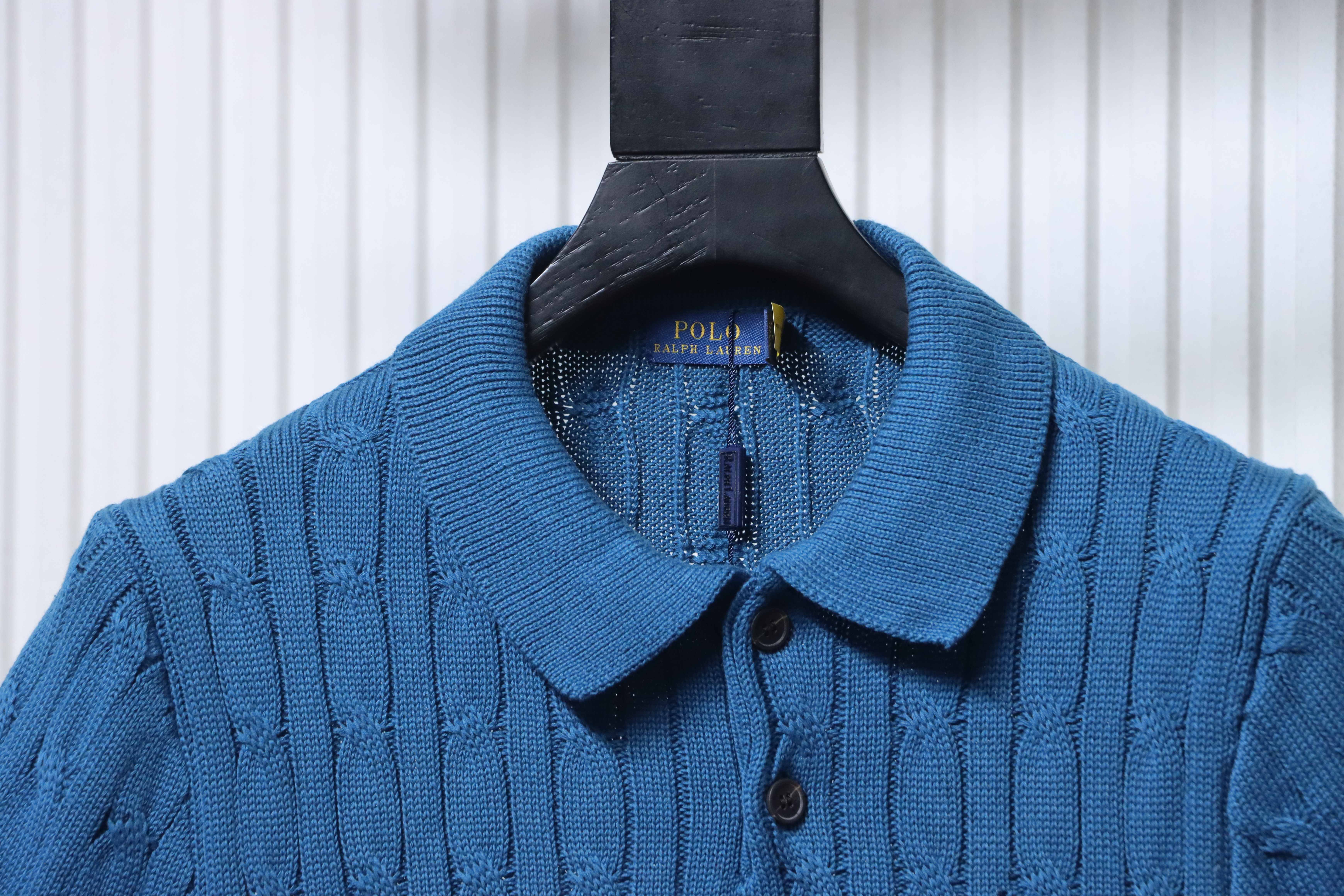 Ralph Lauren Horse Logo Cable Knit Knit Short Sleeve Polo Shirt Style 2