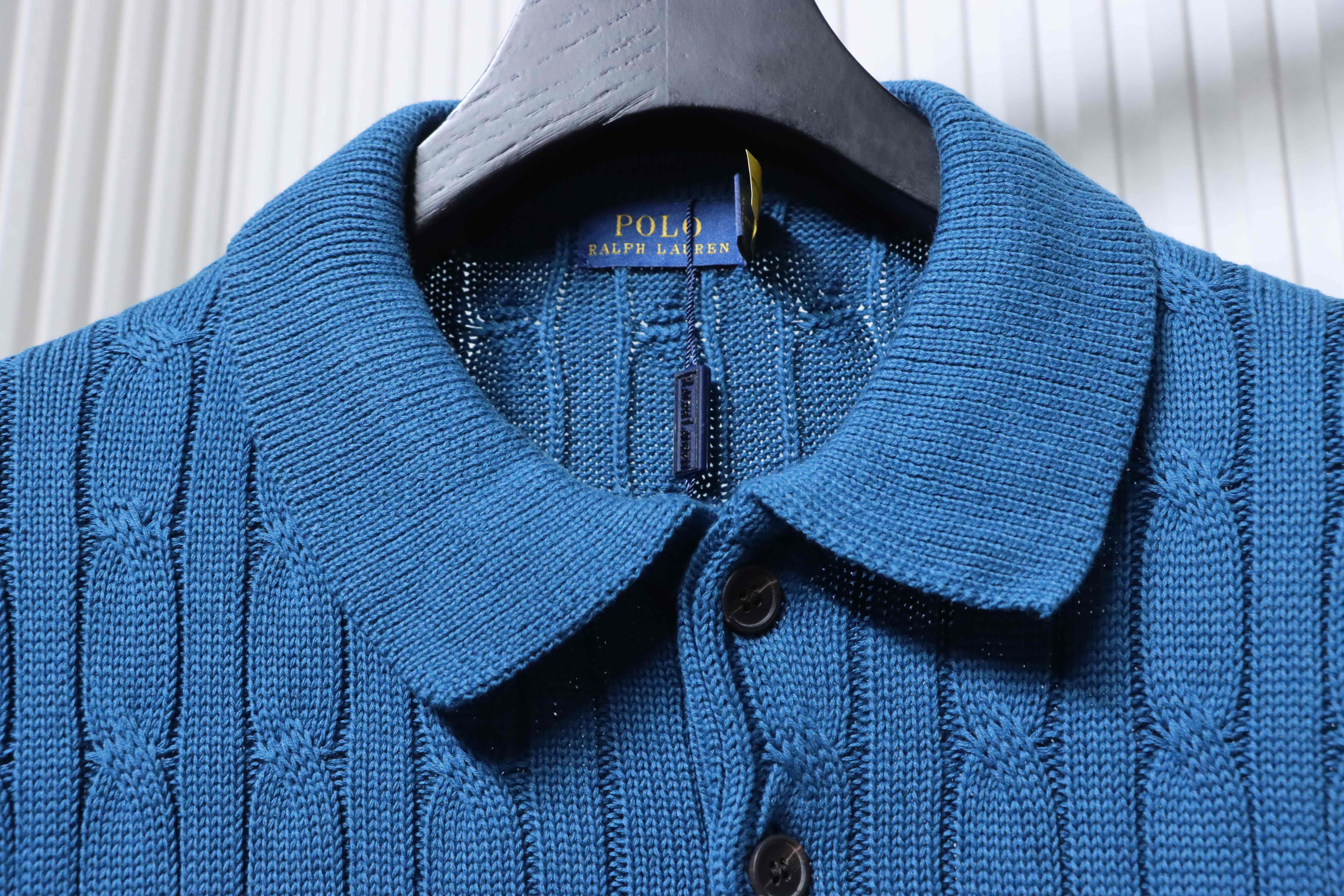 Ralph Lauren Horse Logo Cable Knit Knit Short Sleeve Polo Shirt Style 2