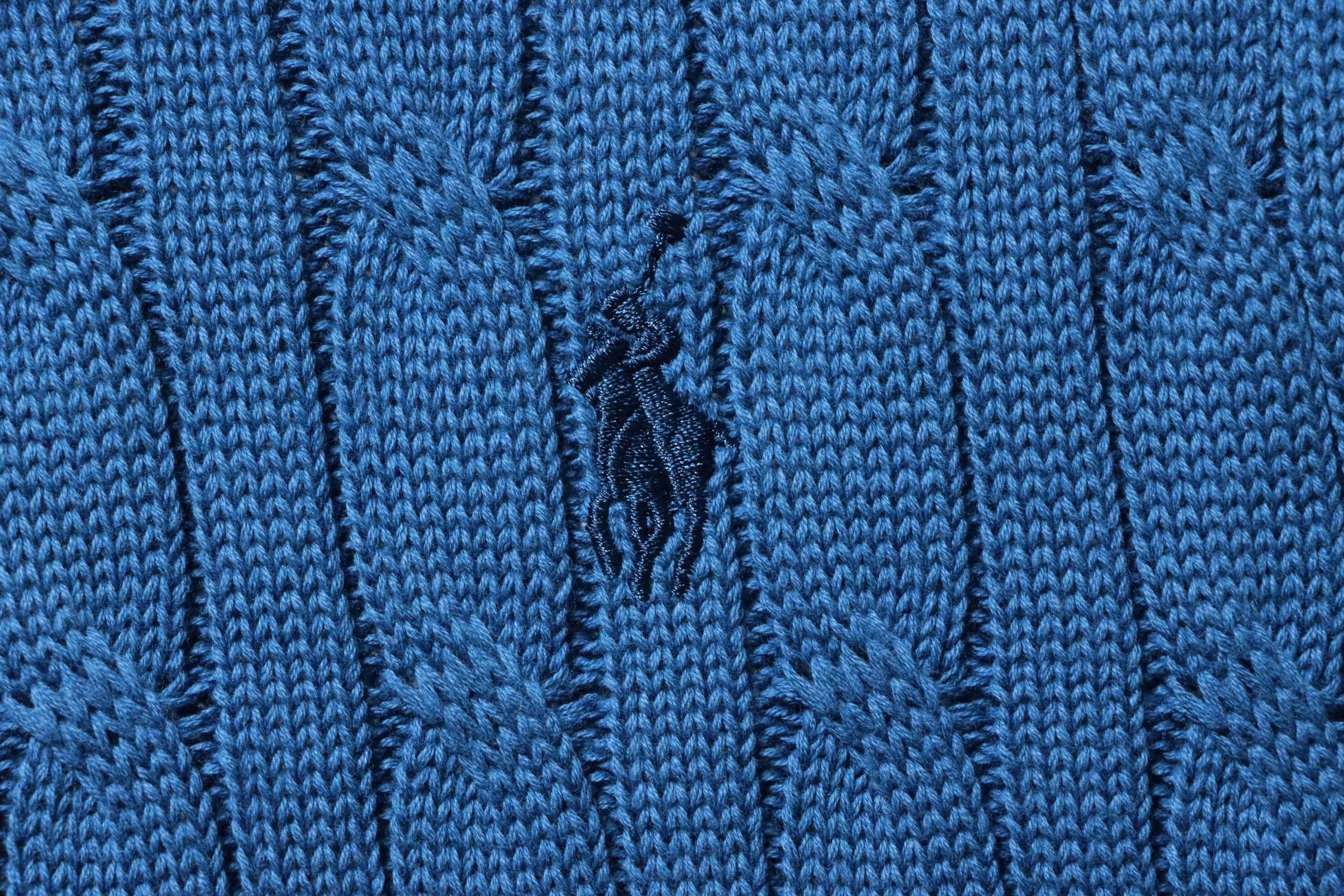 Ralph Lauren Horse Logo Cable Knit Knit Short Sleeve Polo Shirt Style 2