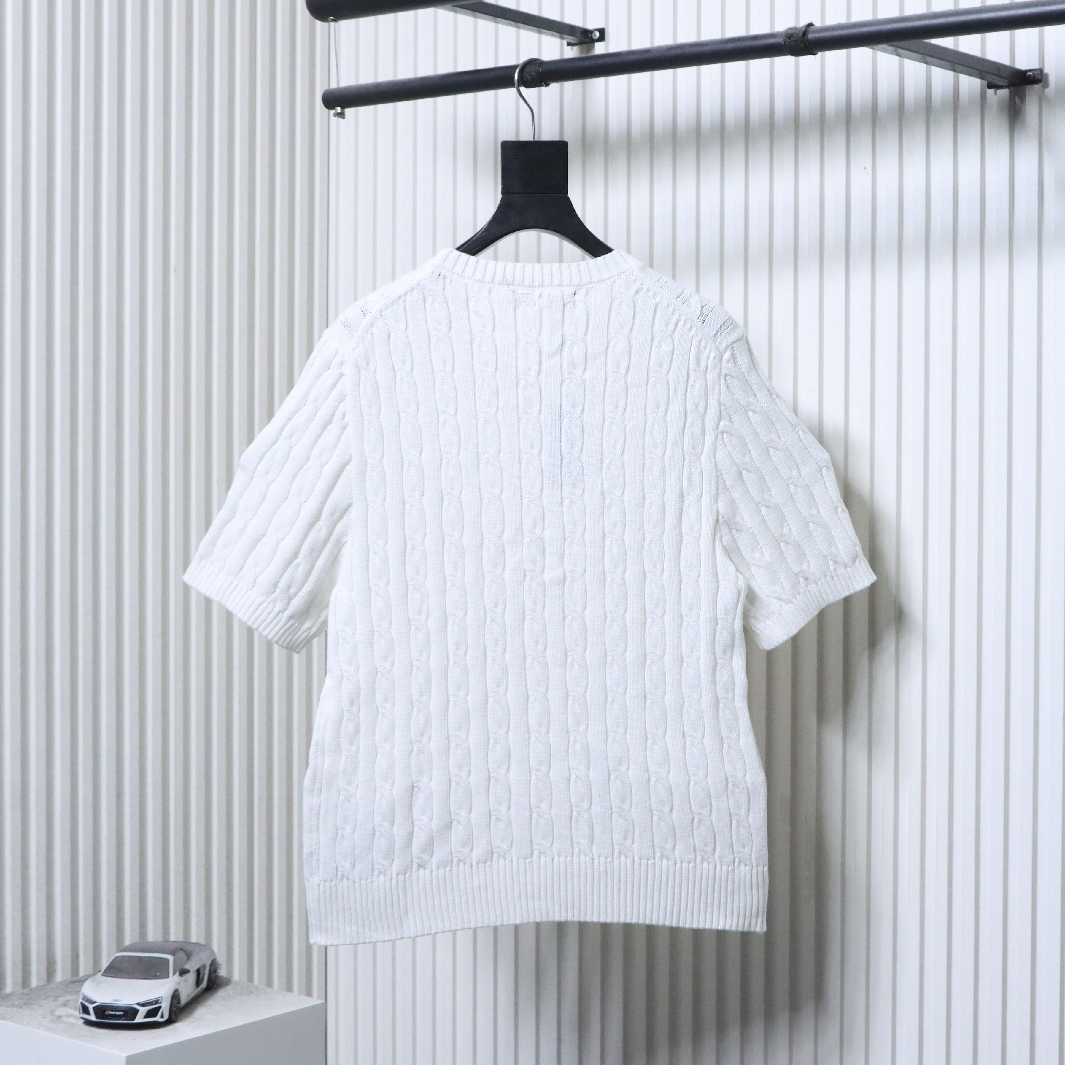 Ralph Lauren Horse Logo Embroidery Cable Knit Knit Short Sleeve T-Shirt Style 1