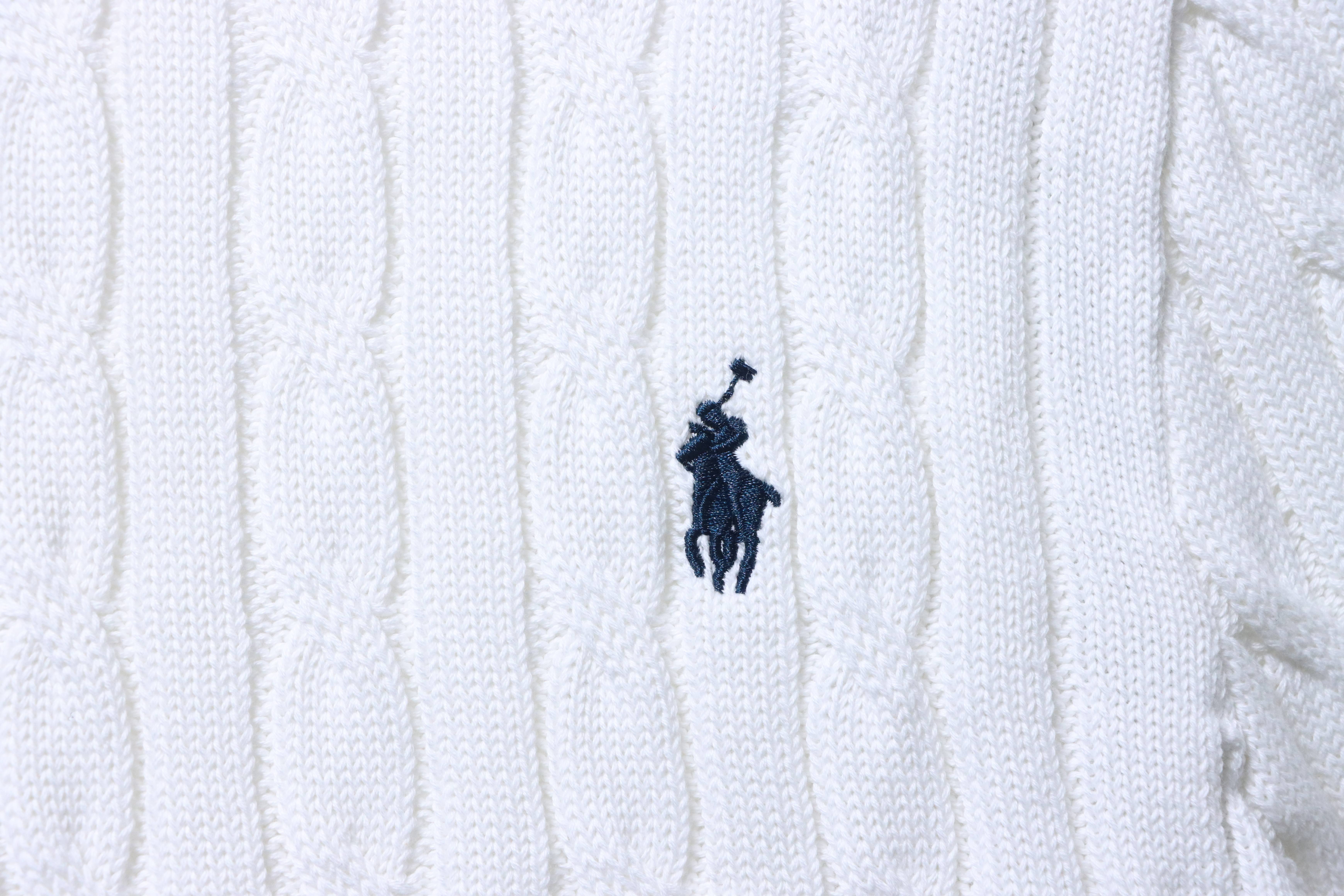 Ralph Lauren Horse Logo Embroidery Cable Knit Knit Short Sleeve T-Shirt Style 1