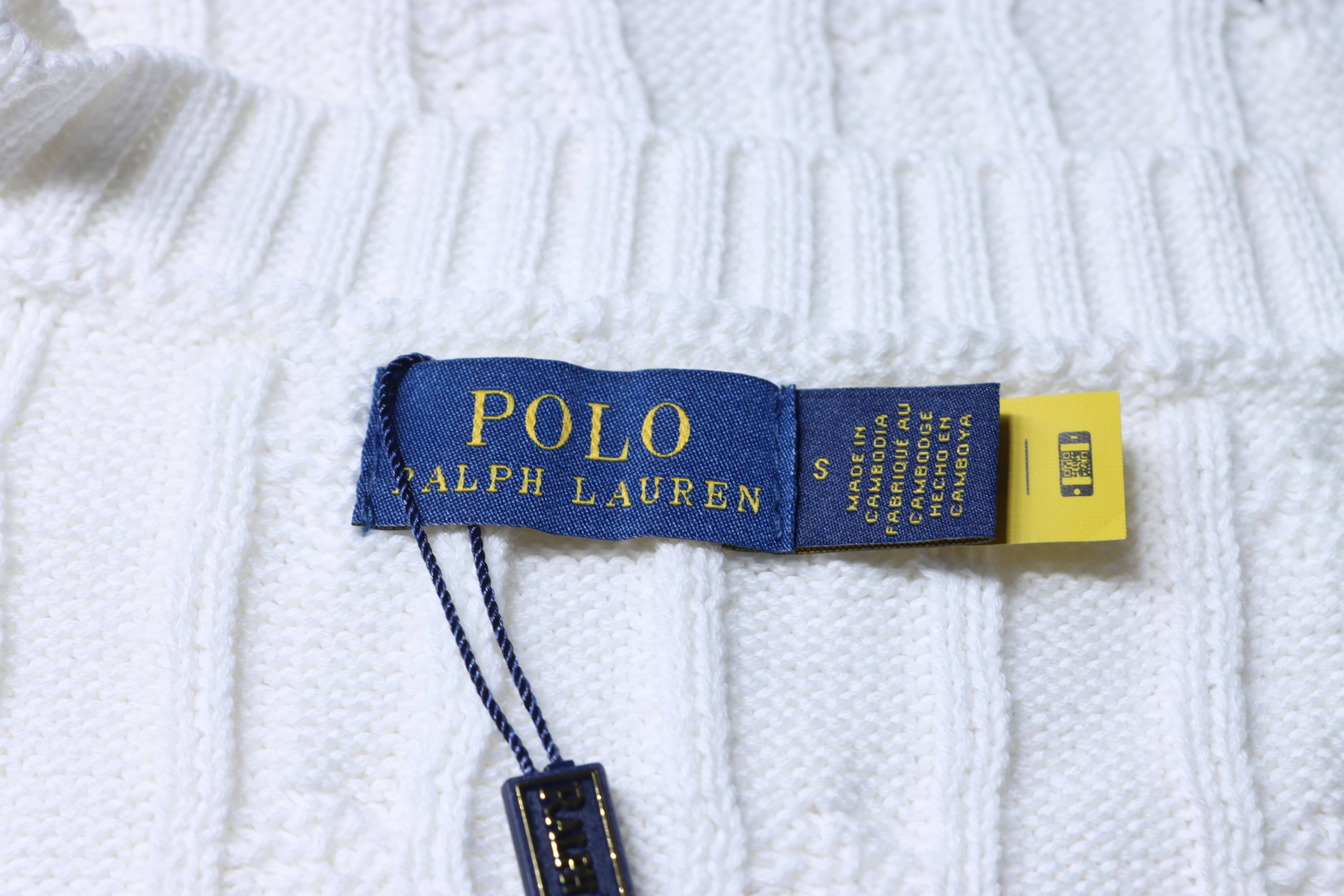 Ralph Lauren Horse Logo Embroidery Cable Knit Knit Short Sleeve T-Shirt Style 1