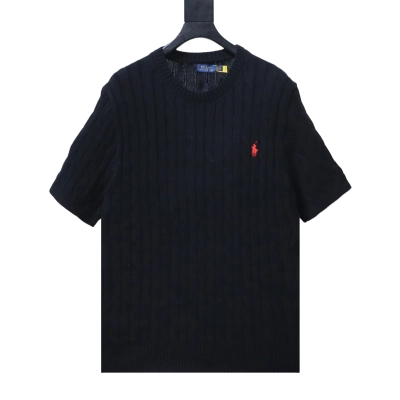 Ralph Lauren Horse Logo Embroidery Cable Knit Knit Short Sleeve T-Shirt Style 2 02
