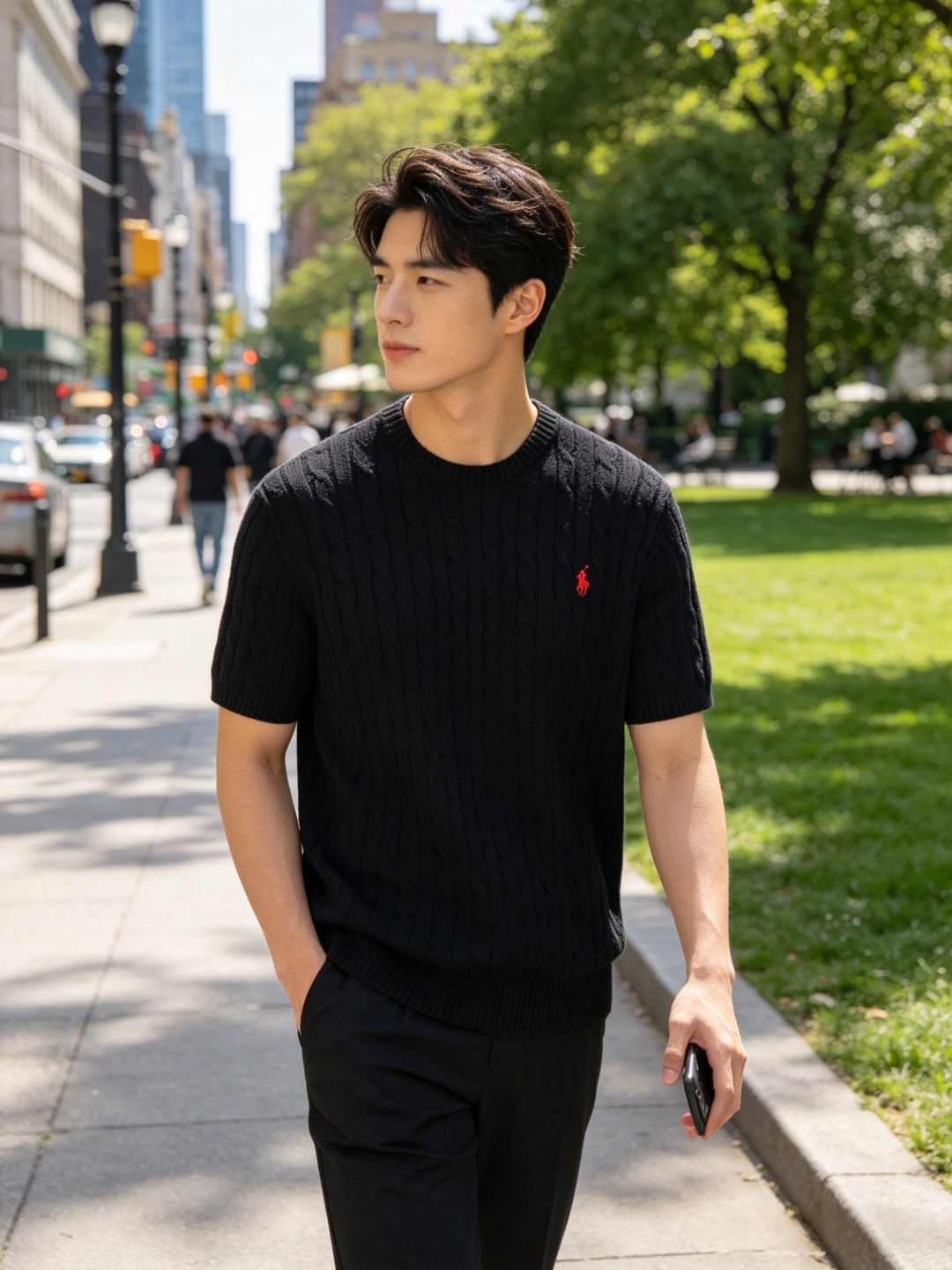 Ralph Lauren Horse Logo Embroidery Cable Knit Knit Short Sleeve T-Shirt Style 2