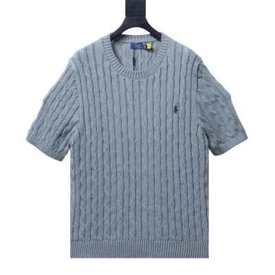 Ralph Lauren Horse Logo Embroidery Cable Knit Knit Short Sleeve T-Shirt Style 3 02