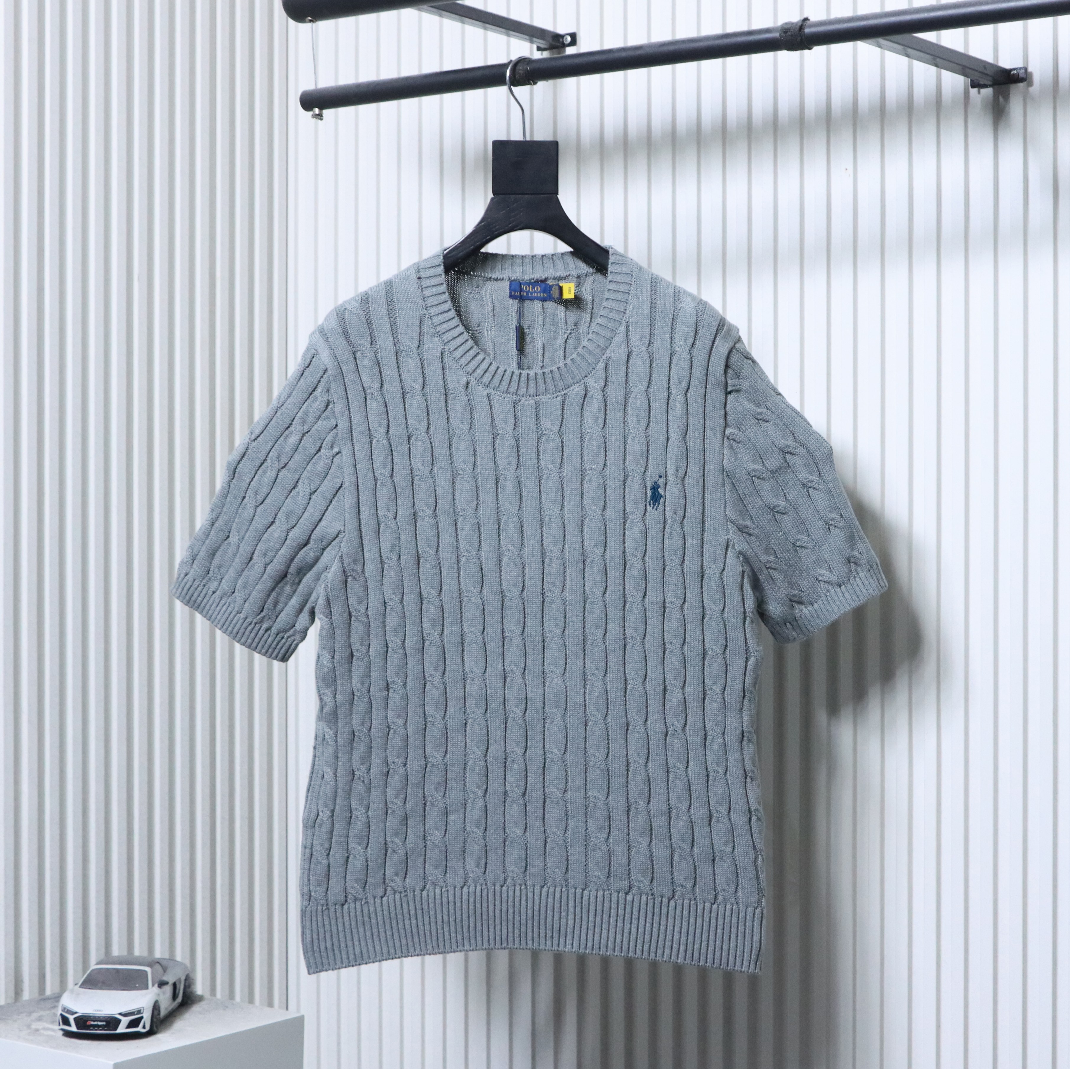 Ralph Lauren Horse Logo Embroidery Cable Knit Knit Short Sleeve T-Shirt Style 3