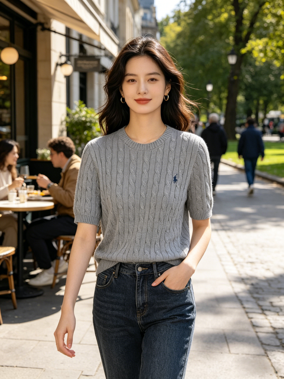 Ralph Lauren Horse Logo Embroidery Cable Knit Knit Short Sleeve T-Shirt Style 3