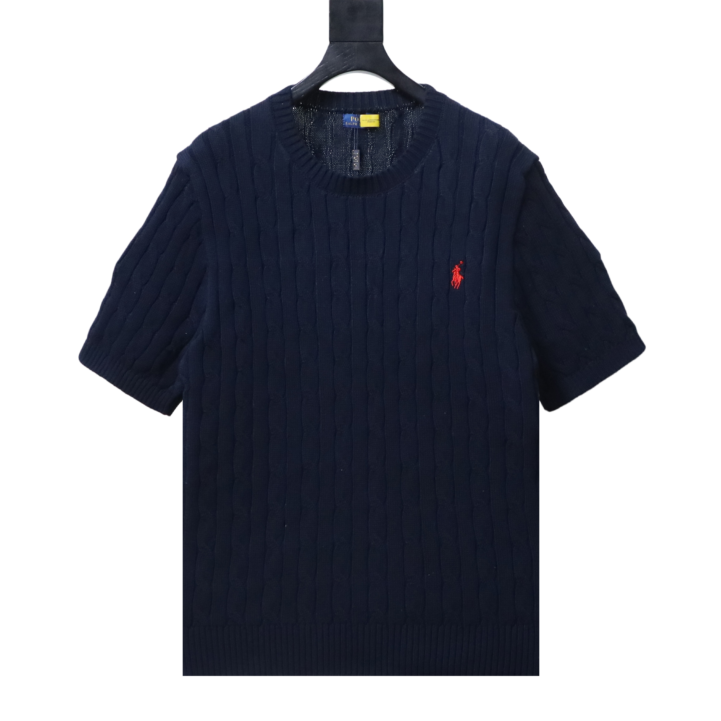 Ralph Lauren Horse Logo Embroidery Cable Knit Knit Short Sleeve T-Shirt Style 4