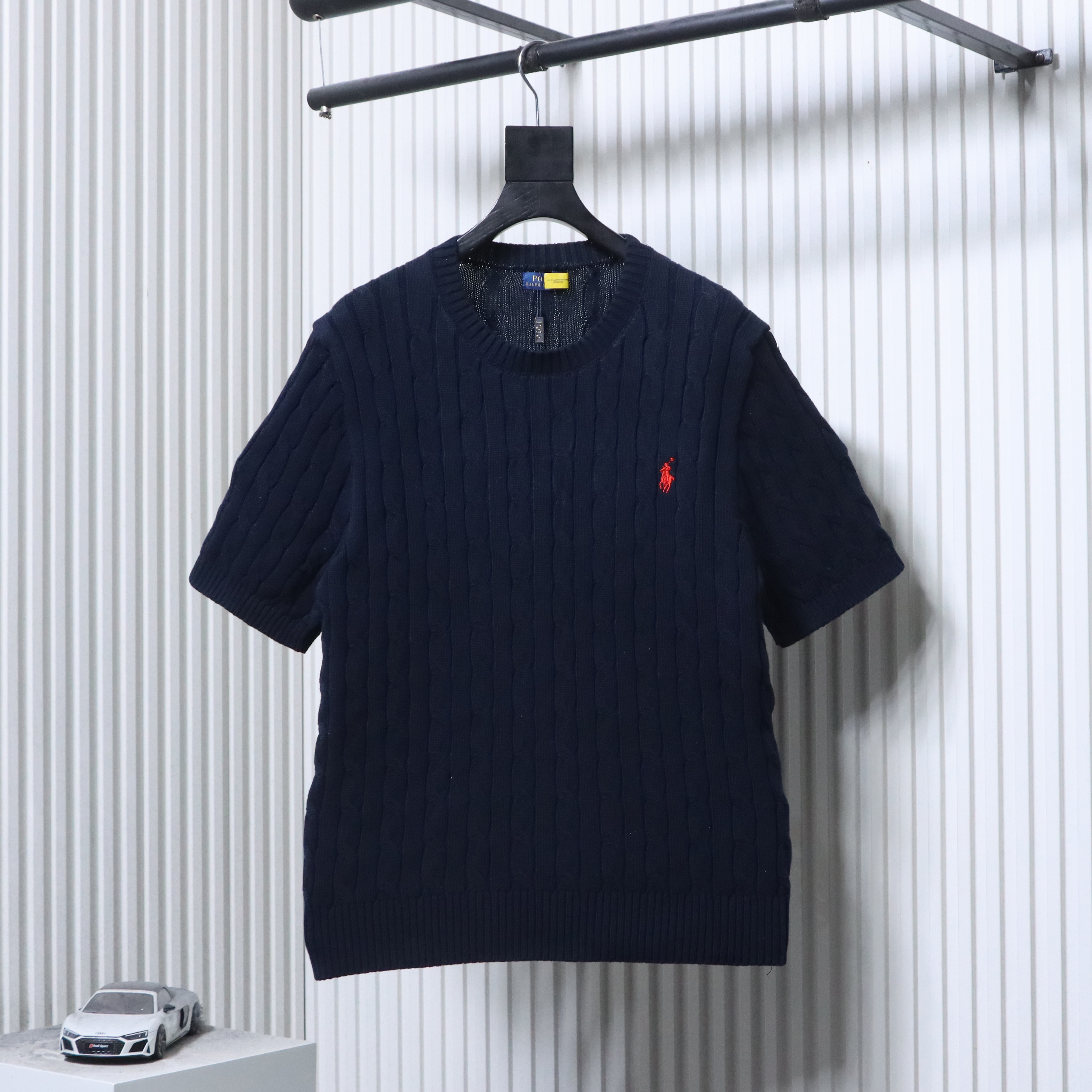 Ralph Lauren Horse Logo Embroidery Cable Knit Knit Short Sleeve T-Shirt Style 4