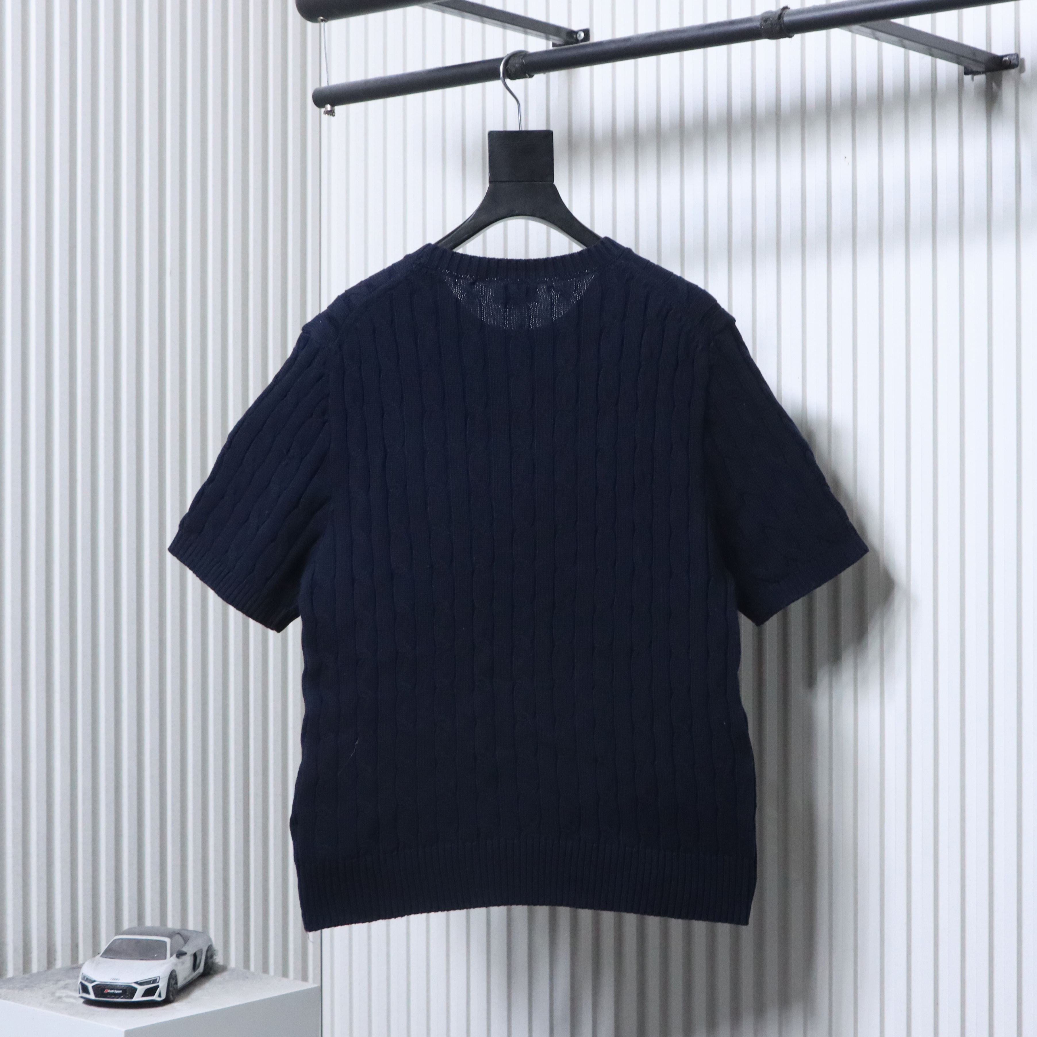 Ralph Lauren Horse Logo Embroidery Cable Knit Knit Short Sleeve T-Shirt Style 4