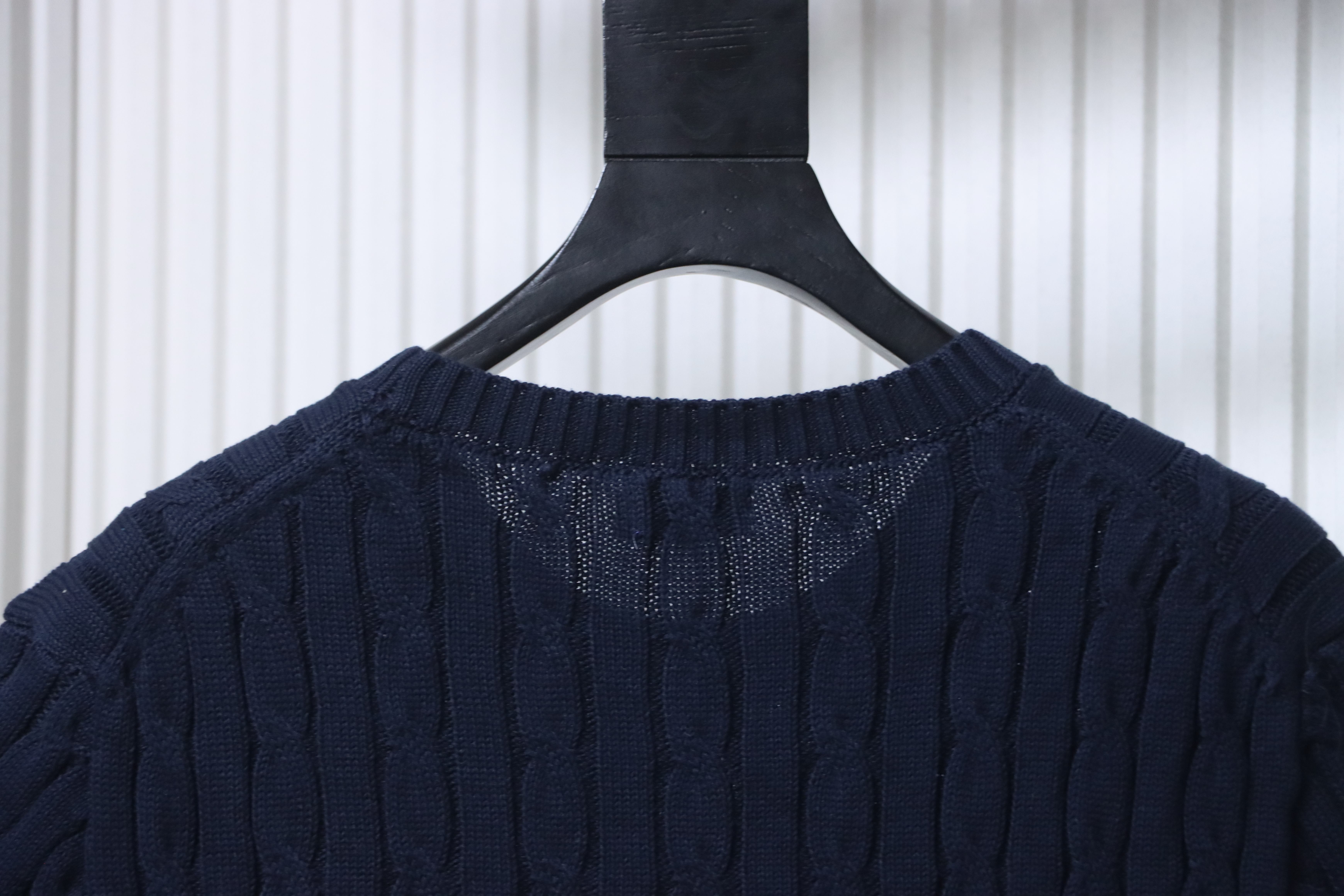 Ralph Lauren Horse Logo Embroidery Cable Knit Knit Short Sleeve T-Shirt Style 4