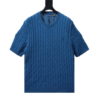 Ralph Lauren Horse Logo Embroidery Cable Knit Knit Short Sleeve T-Shirt Style 5 02
