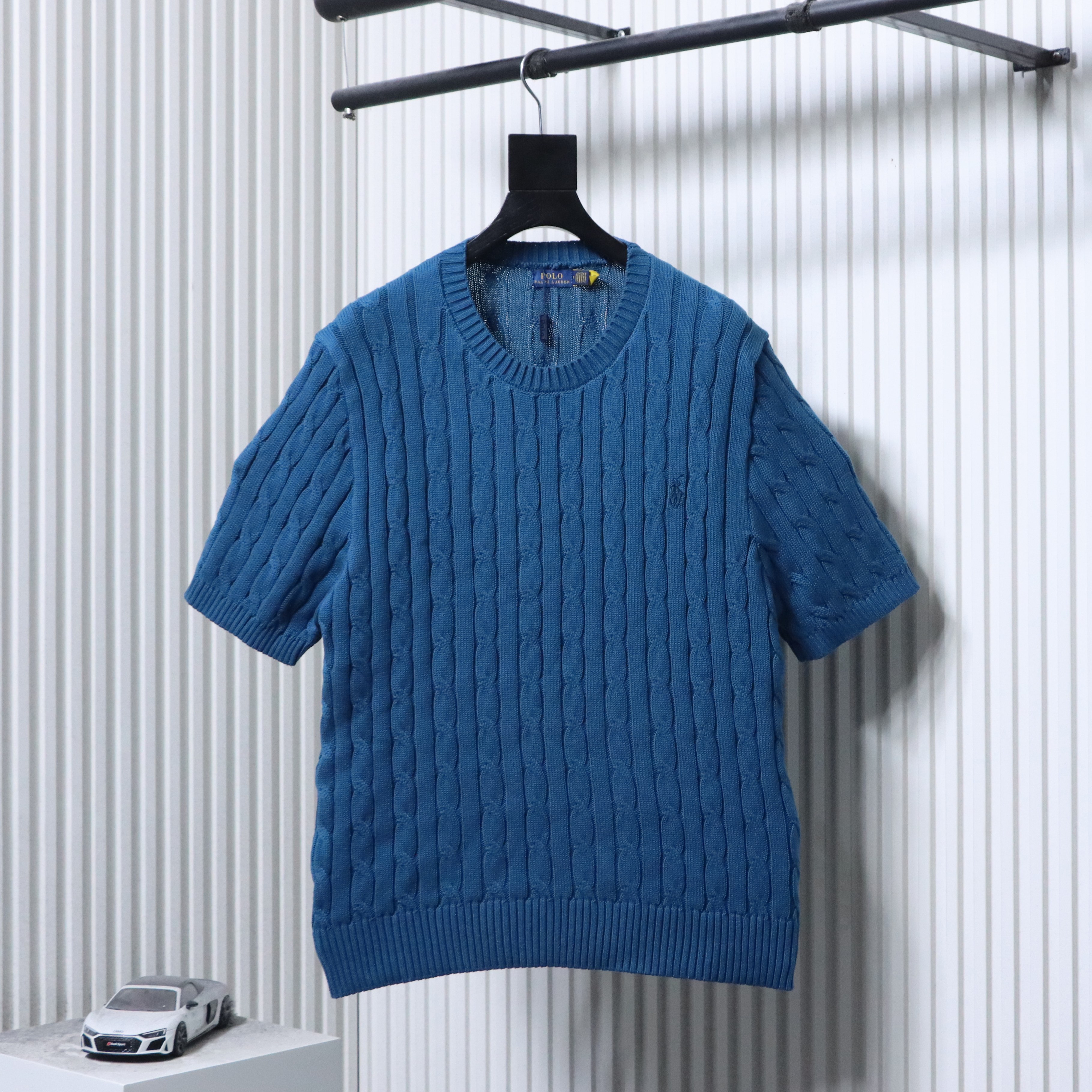Ralph Lauren Horse Logo Embroidery Cable Knit Knit Short Sleeve T-Shirt Style 5