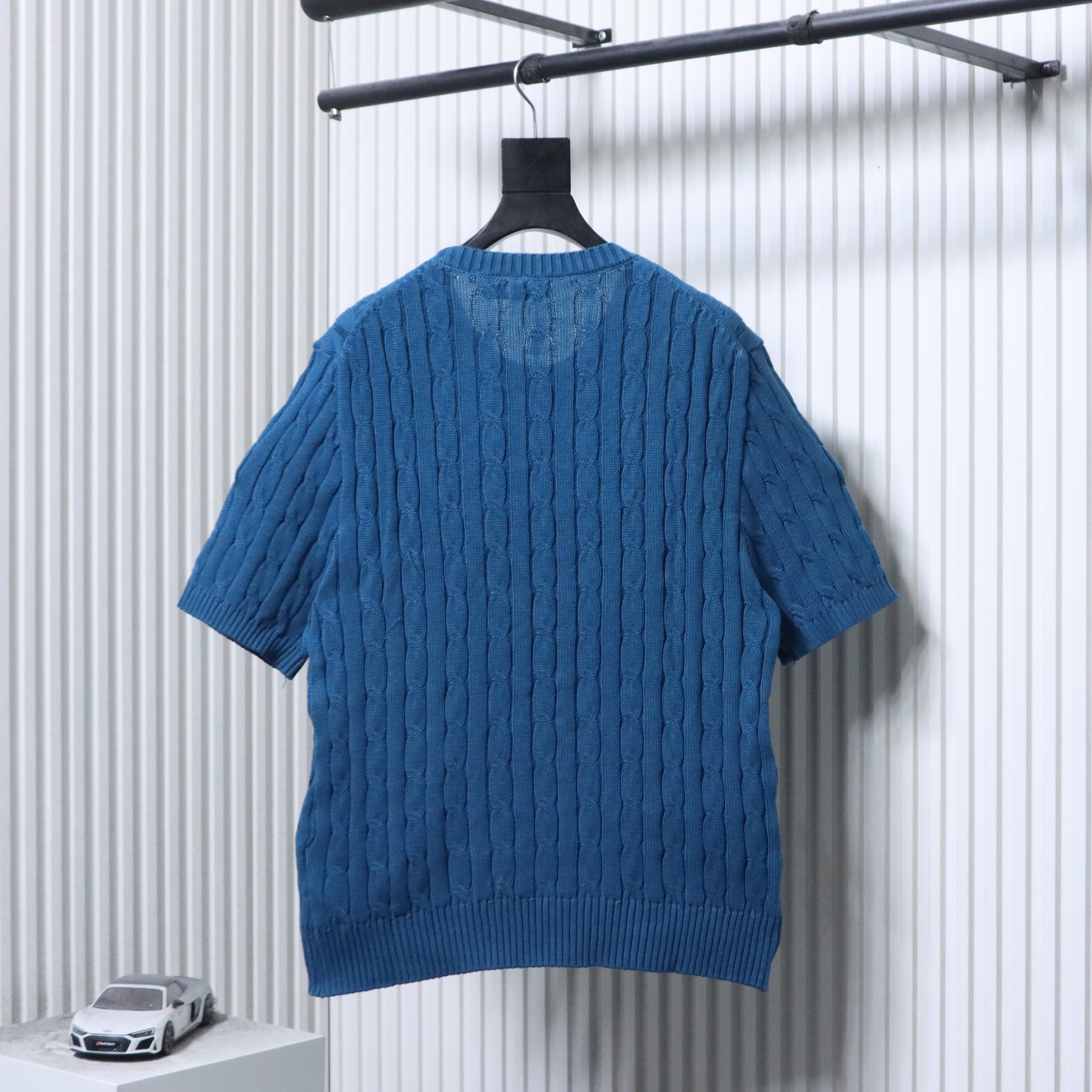 Ralph Lauren Horse Logo Embroidery Cable Knit Knit Short Sleeve T-Shirt Style 5