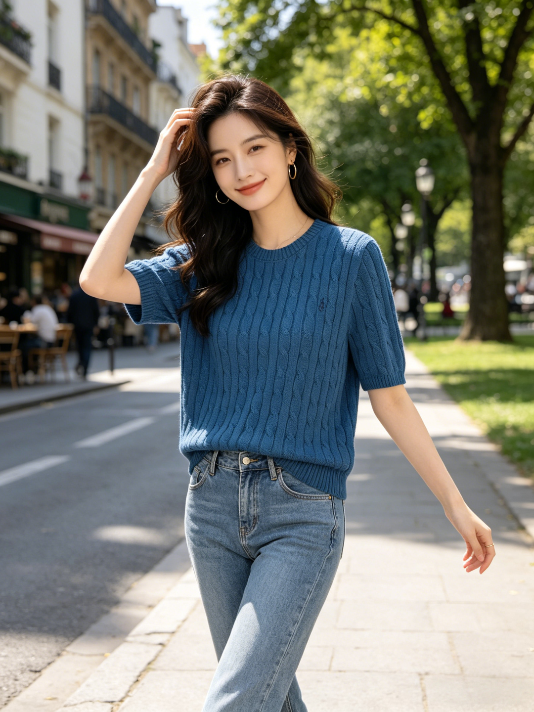 Ralph Lauren Horse Logo Embroidery Cable Knit Knit Short Sleeve T-Shirt Style 5