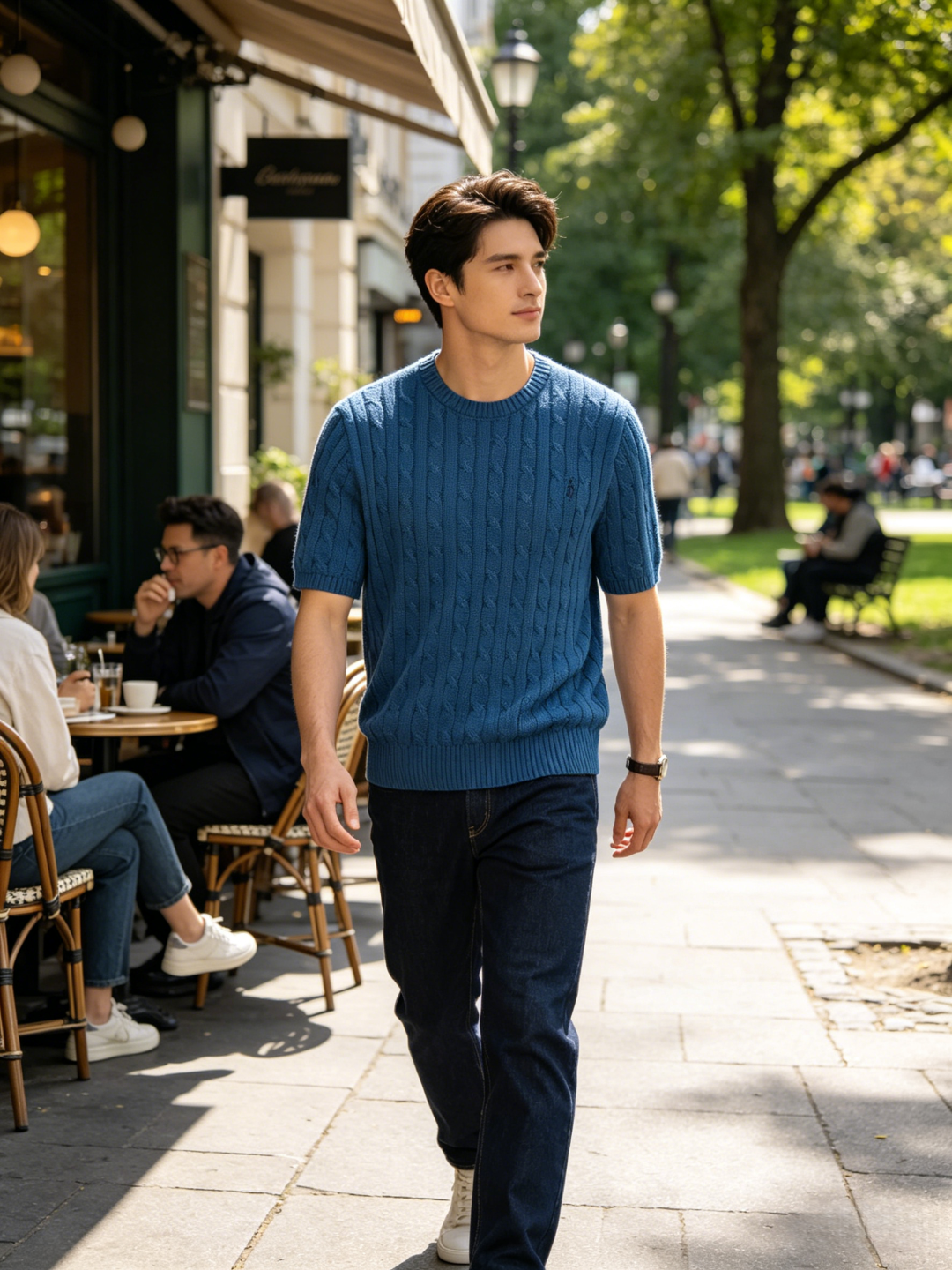Ralph Lauren Horse Logo Embroidery Cable Knit Knit Short Sleeve T-Shirt Style 5