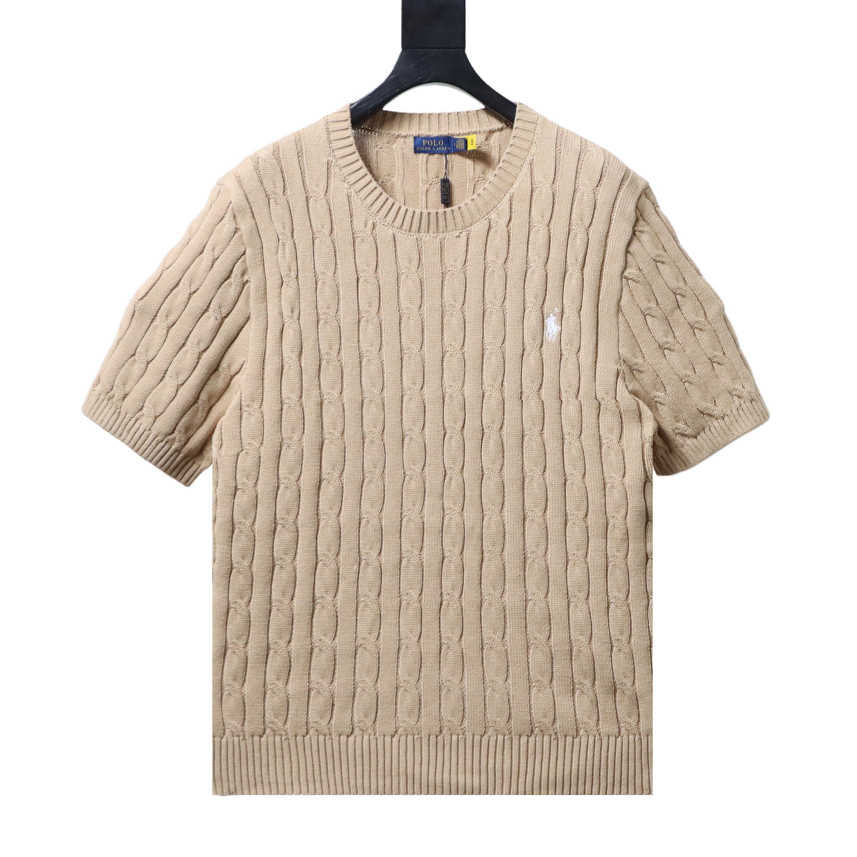 Ralph Lauren Horse Logo Embroidery Cable Knit Knit Short Sleeve T-Shirt Style 6