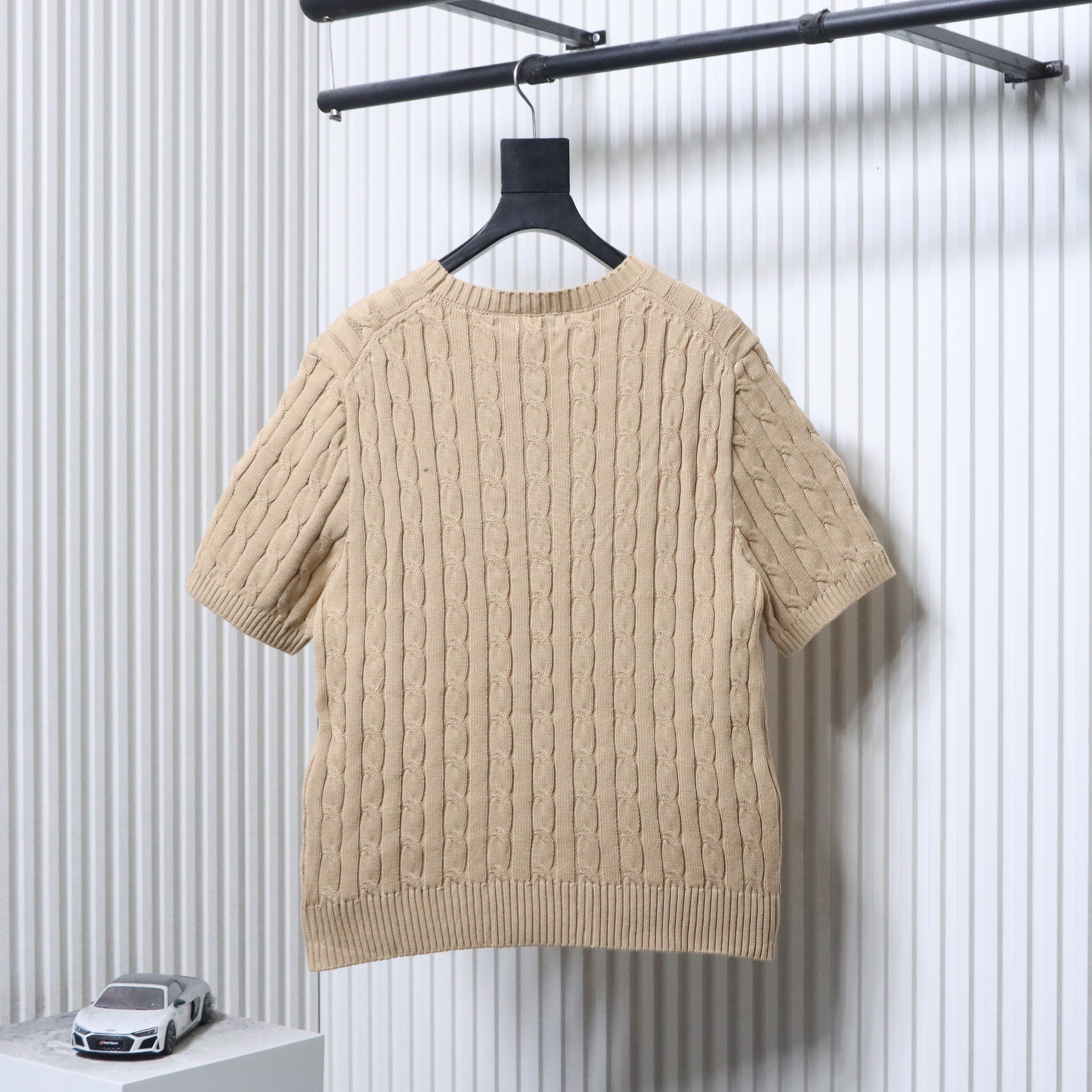 Ralph Lauren Horse Logo Embroidery Cable Knit Knit Short Sleeve T-Shirt Style 6